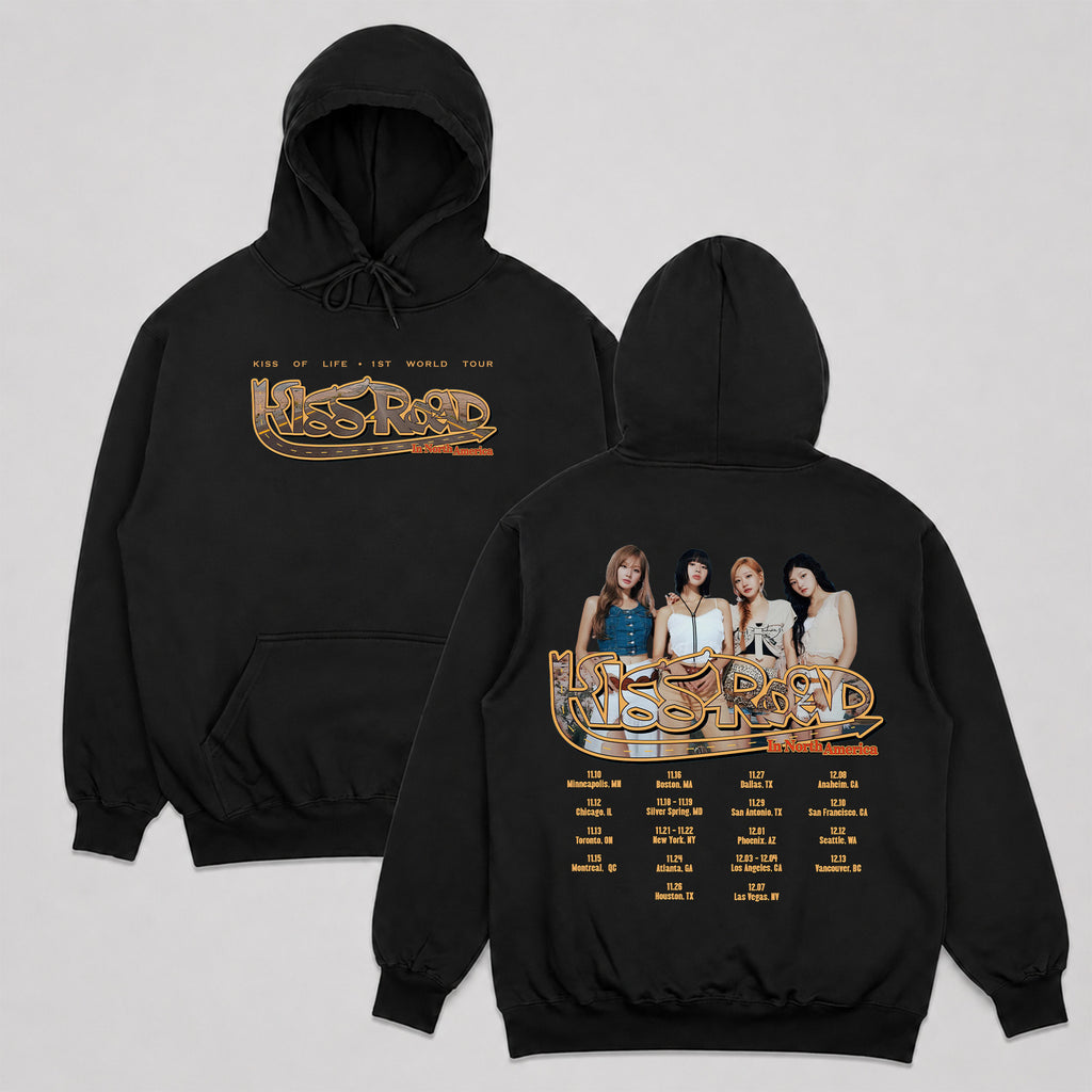 KISS OF LIFE 1st World Tour in North America Hoodie - Main view, Y2K kpop concert hoodie