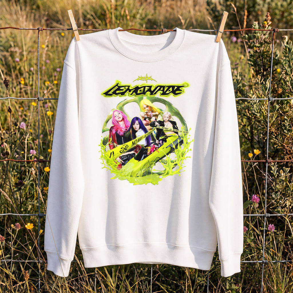 aespa Lemonade Album Sweatshirt - Hang view, Y2K kpop concert sweatshirt