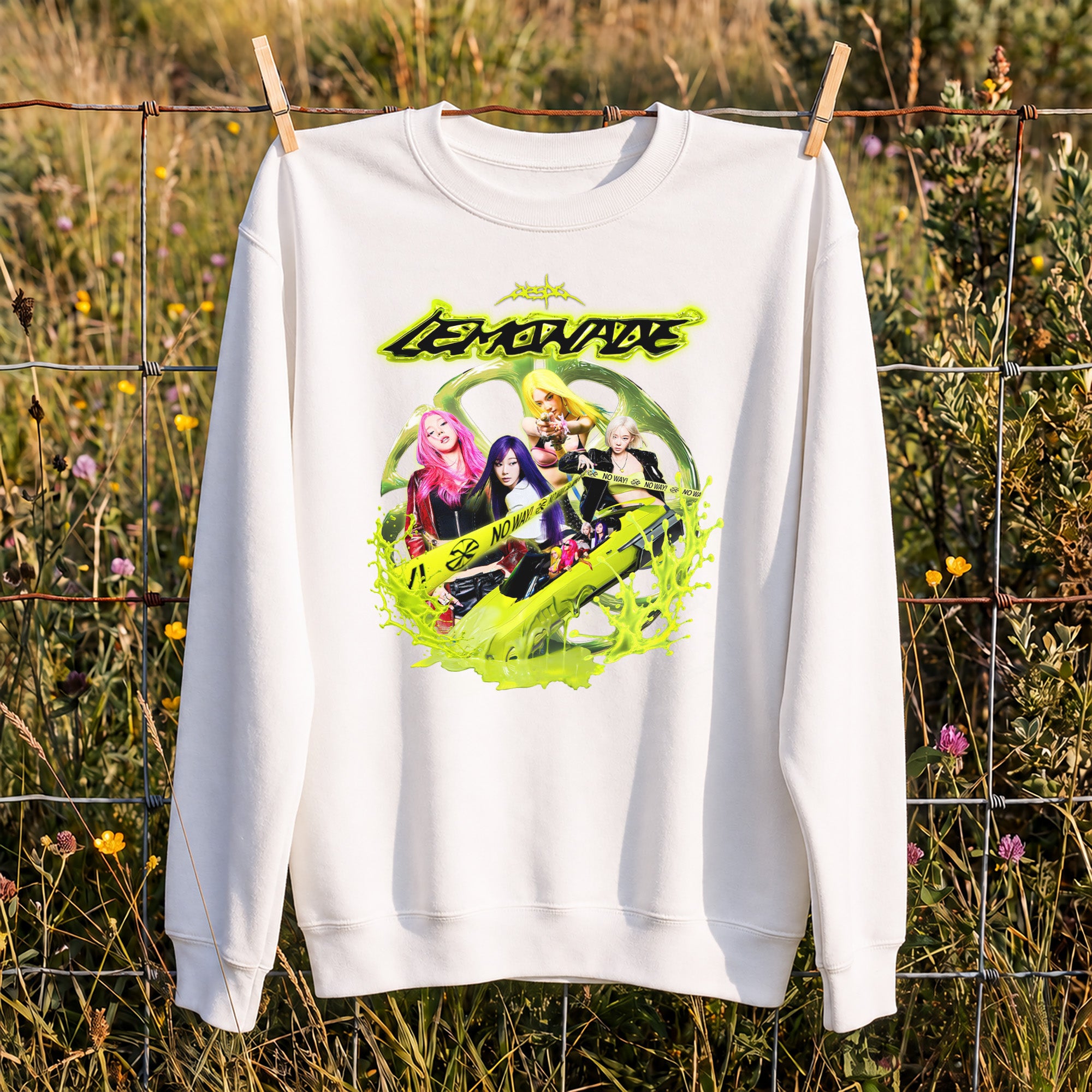 aespa Lemonade Album Sweatshirt - Hang view, Y2K kpop concert sweatshirt