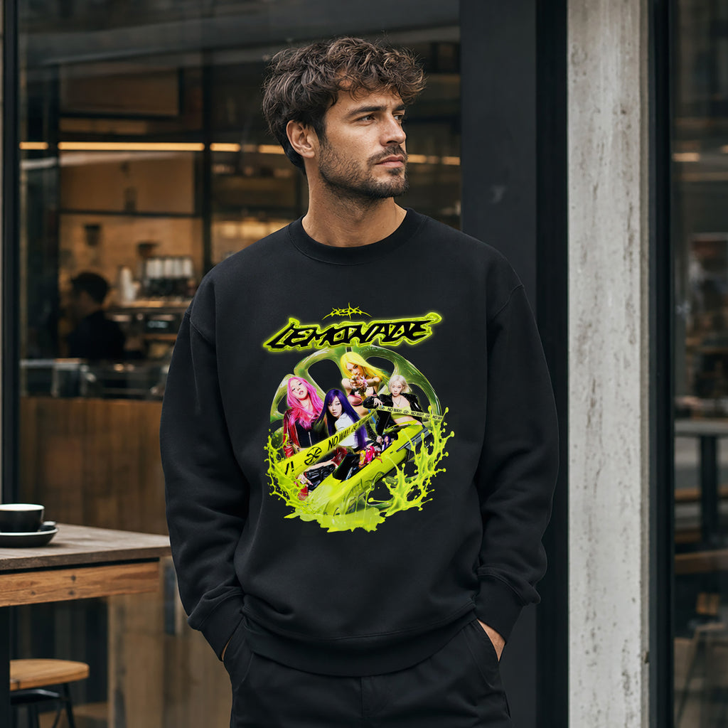 aespa Lemonade Album Sweatshirt - Men view, Y2K kpop concert sweatshirt