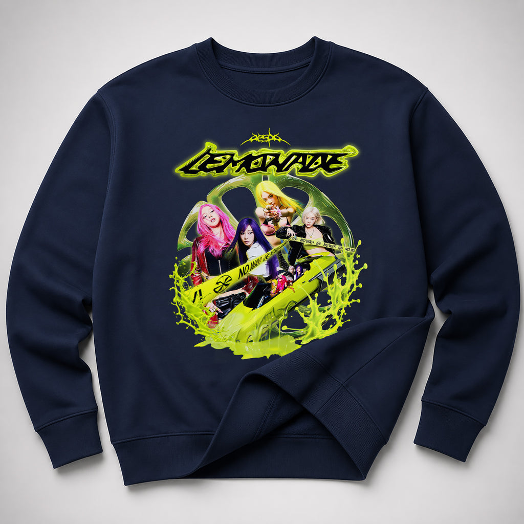 aespa Lemonade Album Sweatshirt - Spread view, Y2K kpop concert sweatshirt