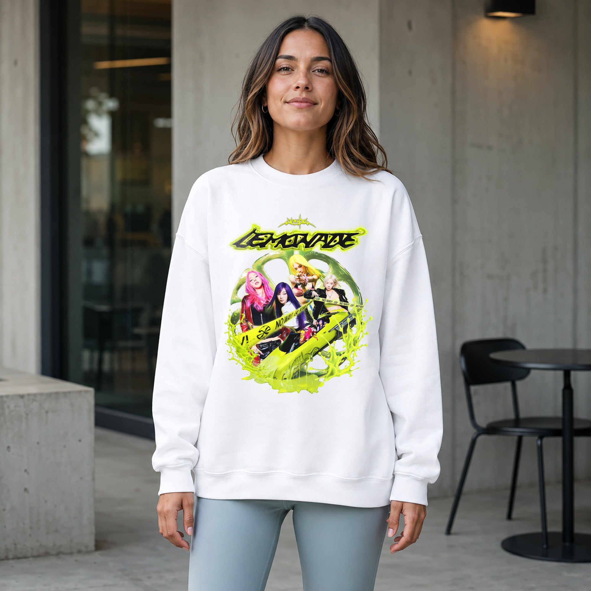 aespa Lemonade Album Sweatshirt - Women view, Y2K kpop concert sweatshirt