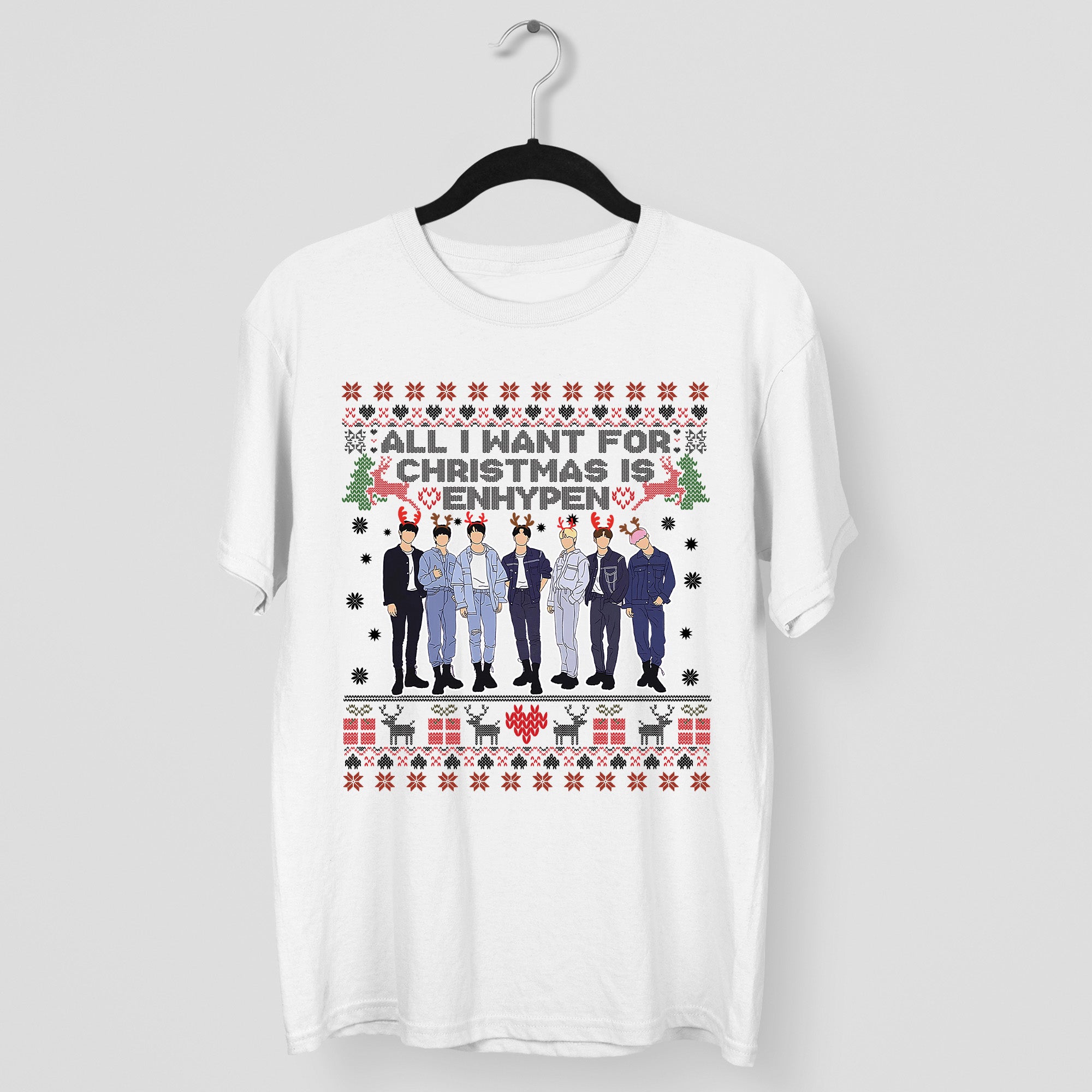 All I Want For Christmas Is Enhypen T-Shirt - Main view, Y2K kpop concert tee