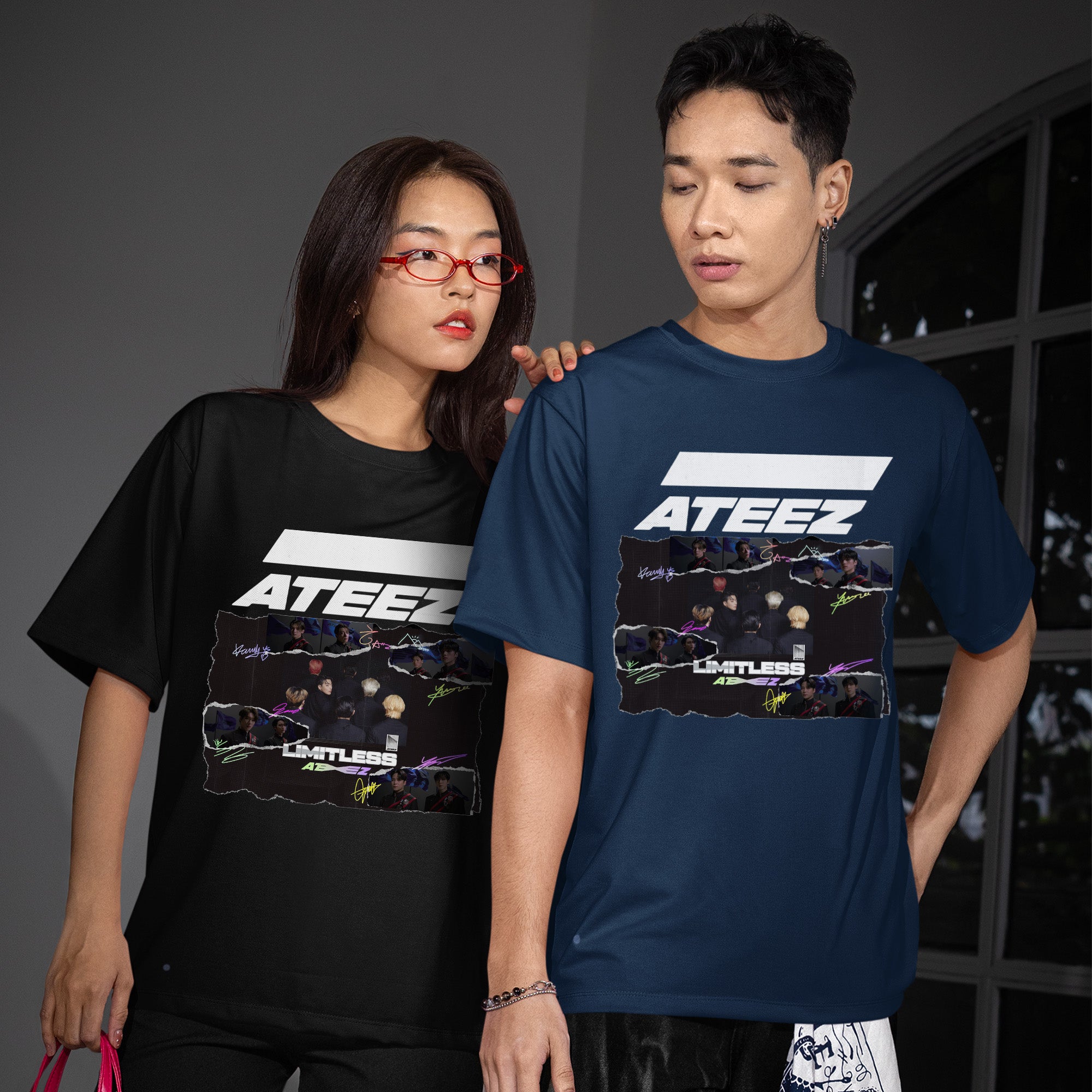 ATEEZ Limitless T-Shirt - Couple view, Y2K kpop concert tee