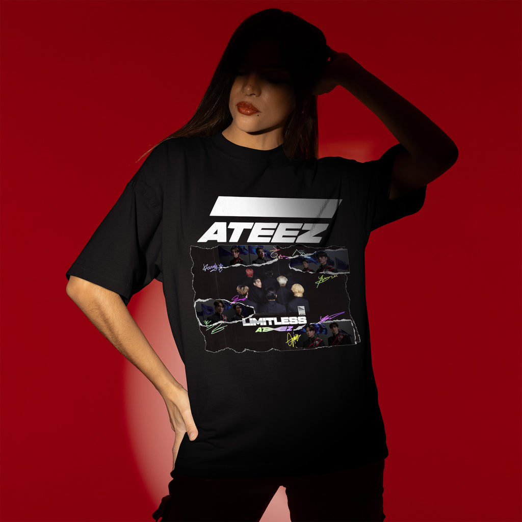 ATEEZ Limitless T-Shirt - Women view, Y2K kpop concert tee