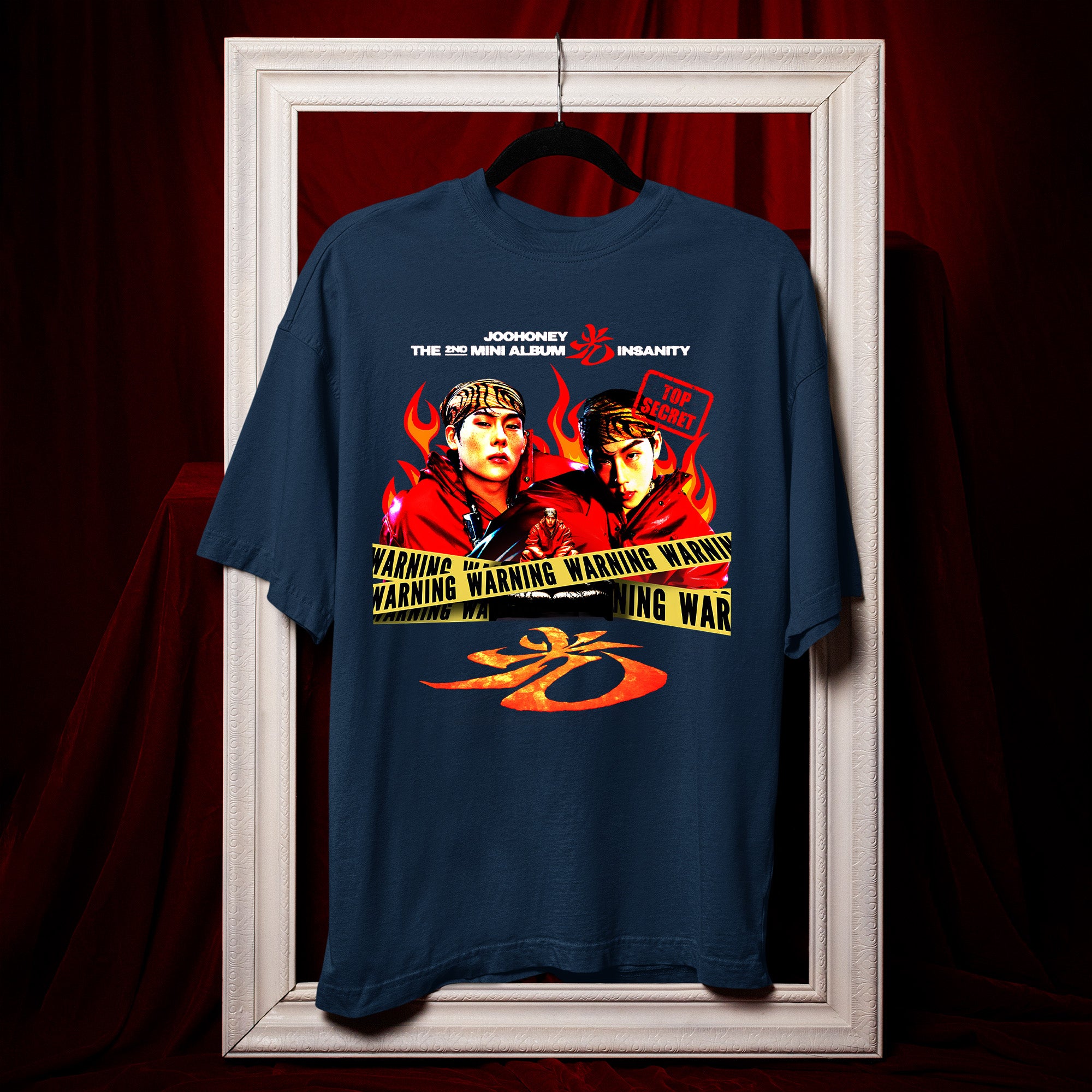 Joohoney Graphic Insanity Album T-Shirt - Hang view, Y2K kpop concert tee