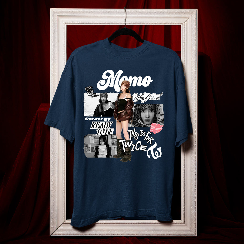 TWICE Graphic Momo T-Shirt - Hang view, Y2K kpop concert tee
