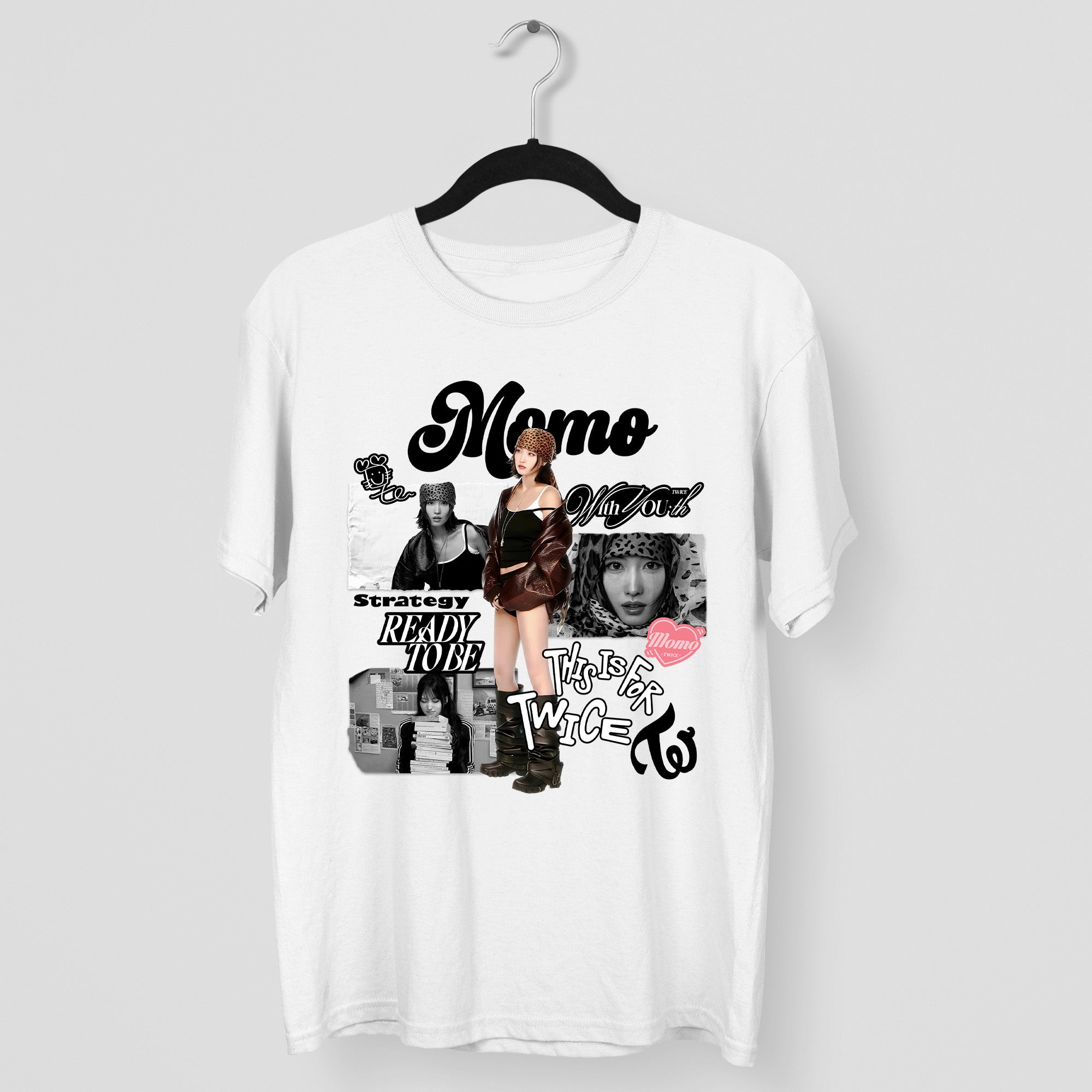 TWICE Graphic Momo T-Shirt - Main view, Y2K kpop concert tee