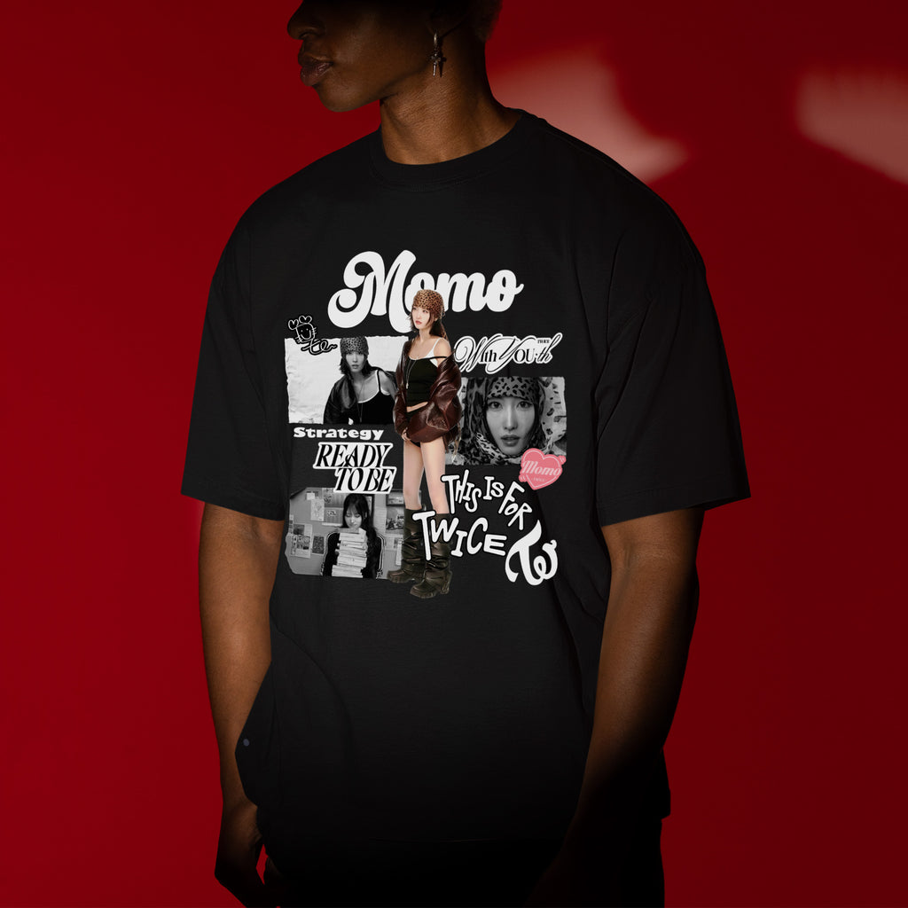 TWICE Graphic Momo T-Shirt - Men view, Y2K kpop concert tee