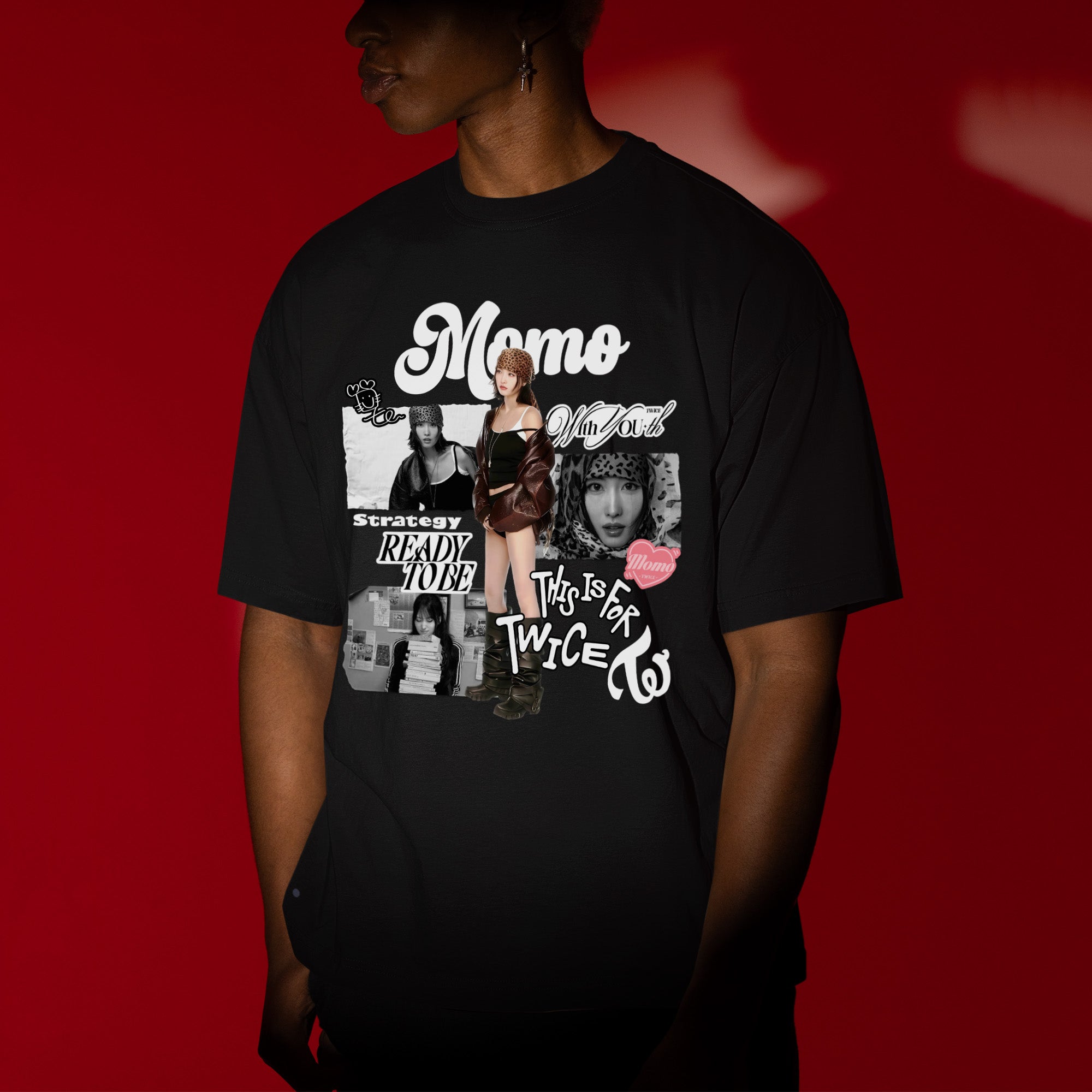 TWICE Graphic Momo T-Shirt - Men view, Y2K kpop concert tee