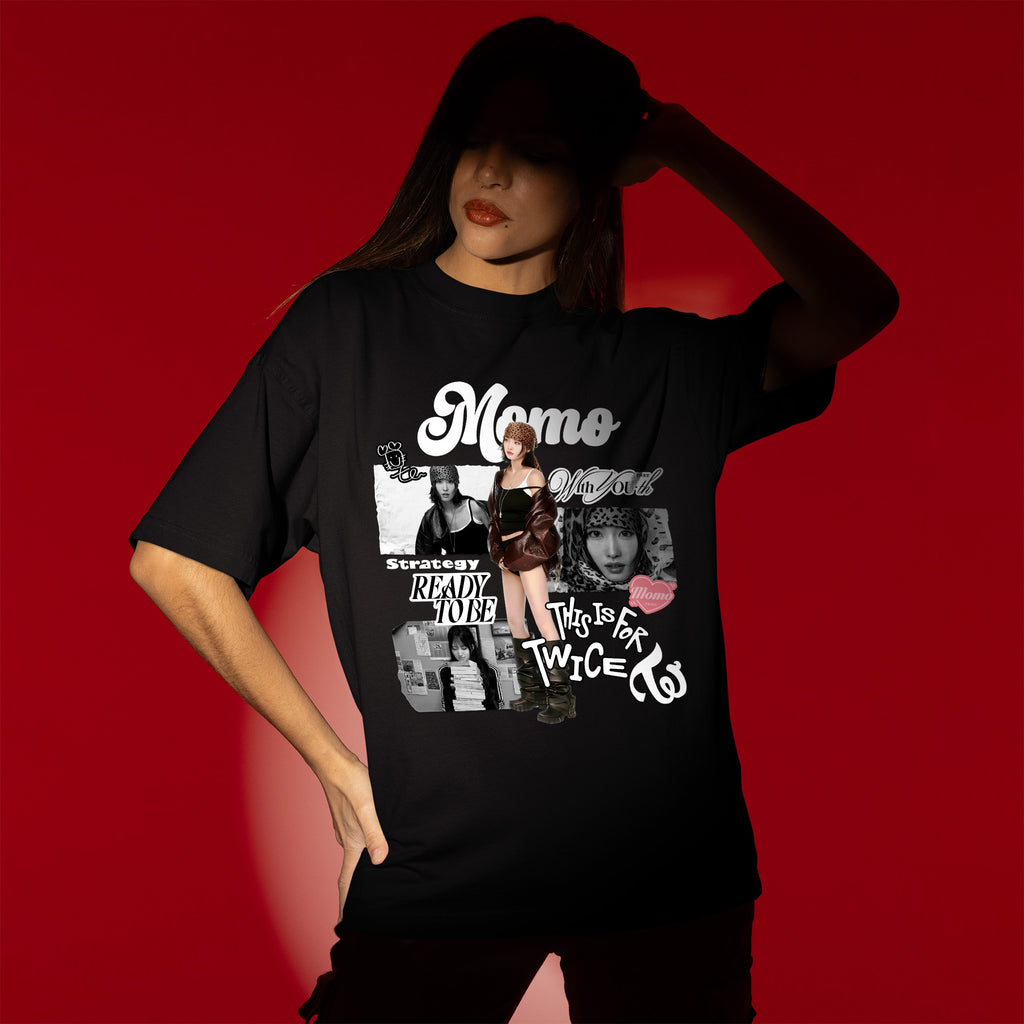 TWICE Graphic Momo T-Shirt - Women view, Y2K kpop concert tee