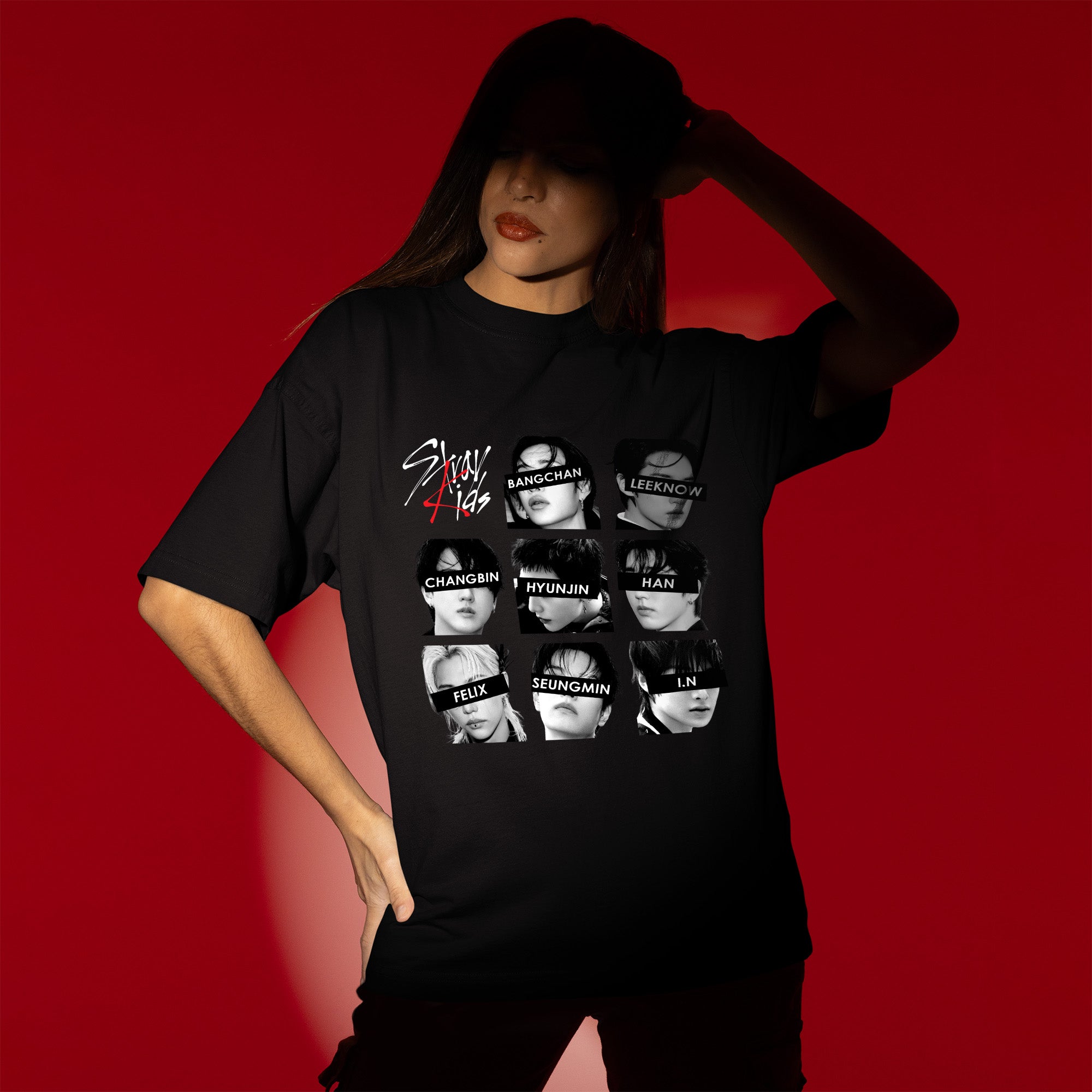 Stray Kids Graphic Member So Cool T-Shirt - Women view, Y2K kpop concert tee