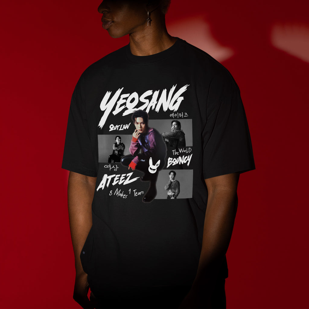 ATEEZ Graphic Yeosang Member T-Shirt - Men view, Y2K kpop concert tee