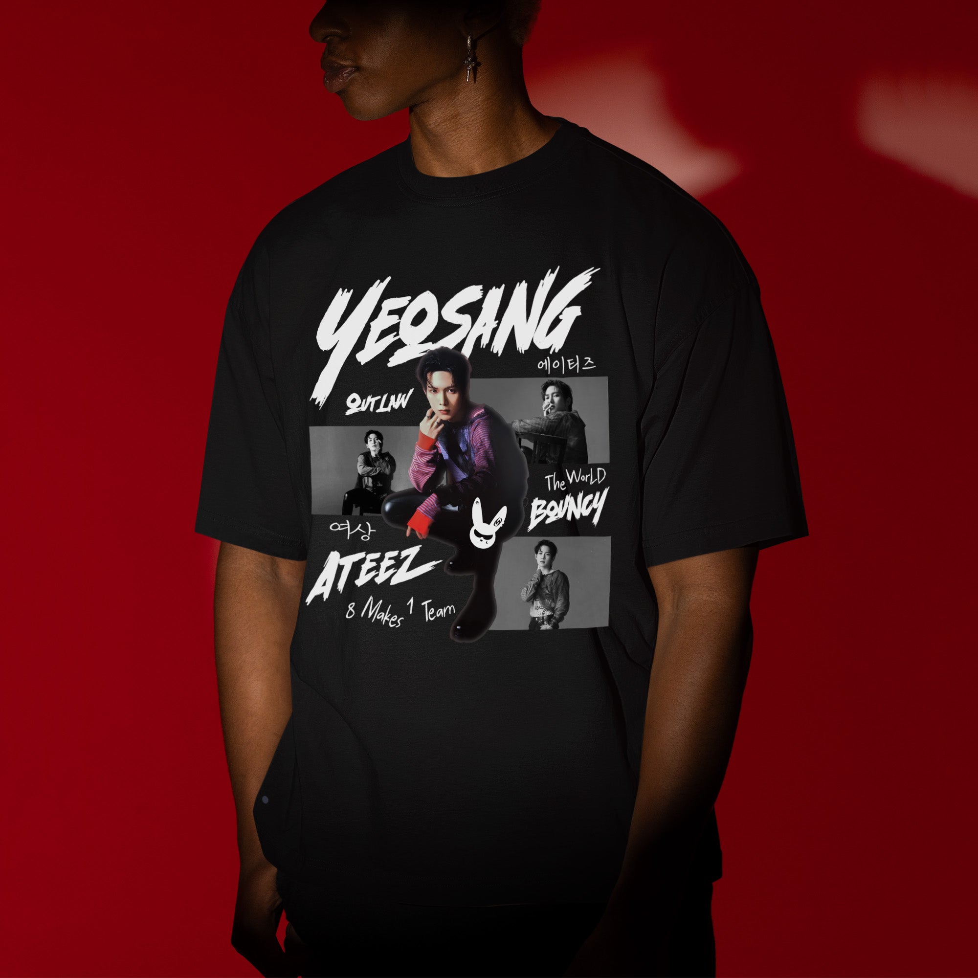 ATEEZ Graphic Yeosang Member T-Shirt - Men view, Y2K kpop concert tee