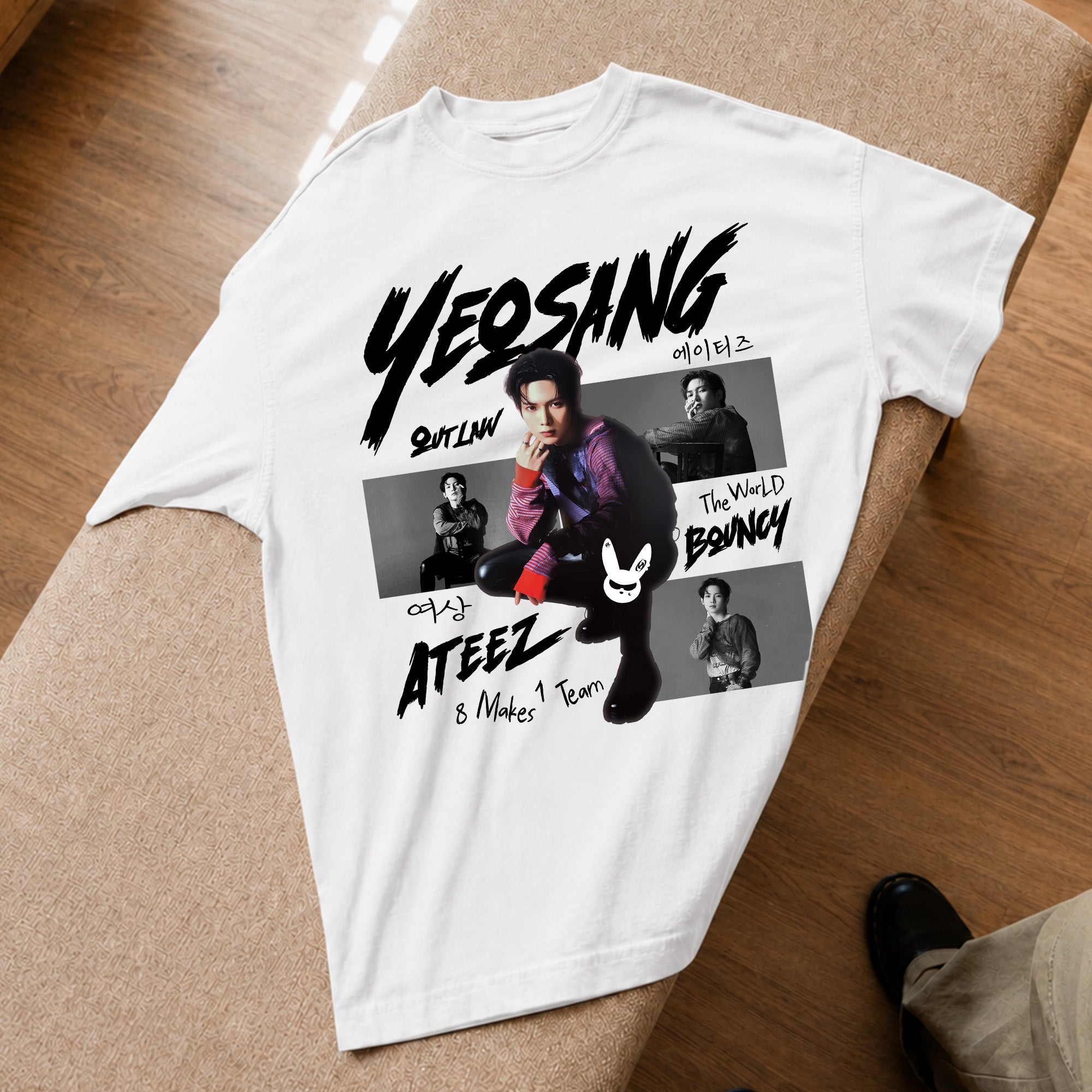 ATEEZ Graphic Yeosang Member T-Shirt - Spread view, Y2K kpop concert tee