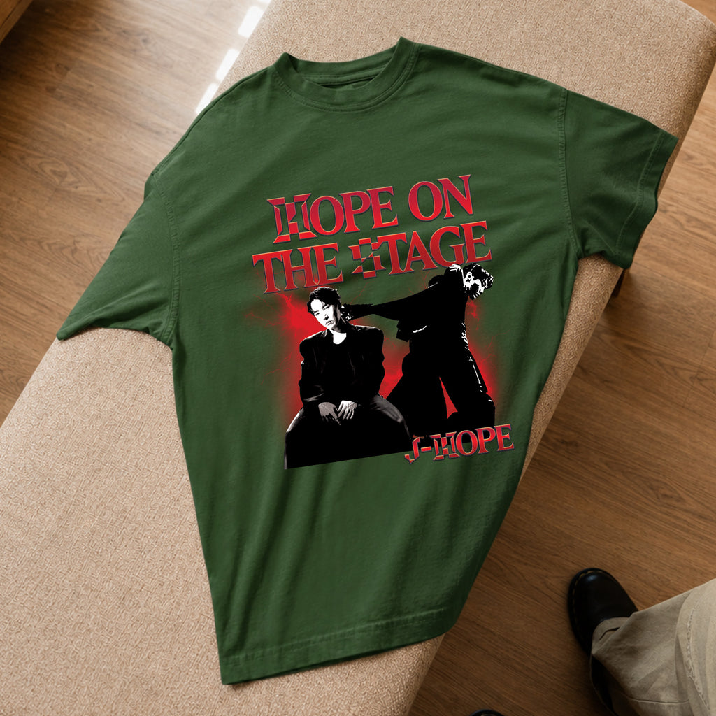 BTS J-Hope On the Stage Kpop I-dol T-Shirt - Spread view, Y2K kpop concert tee