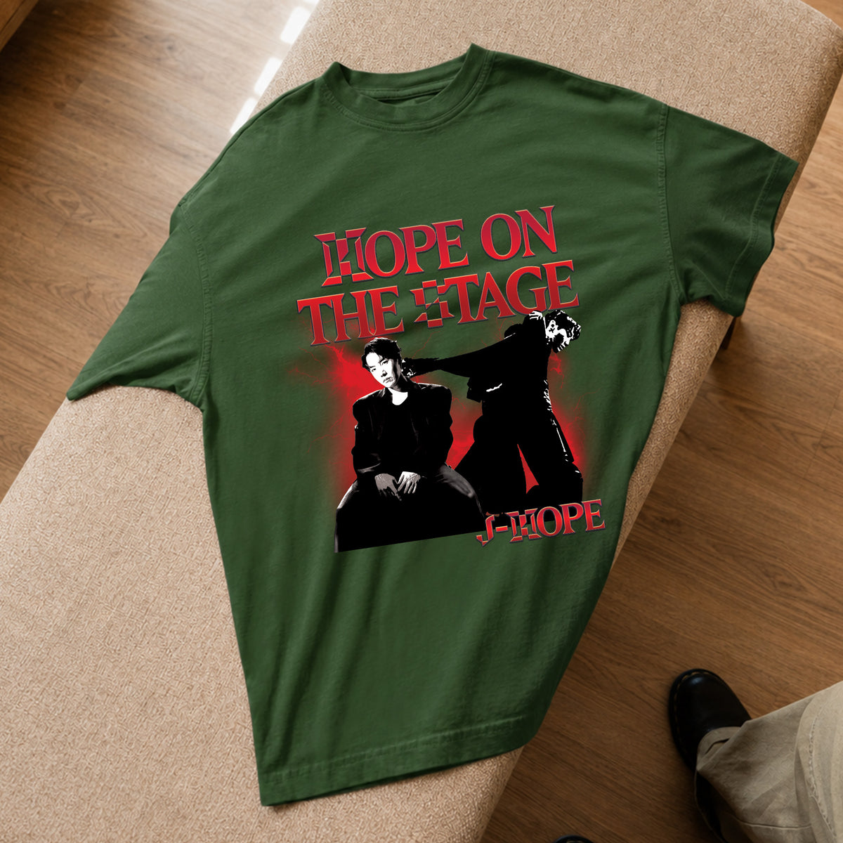 BTS J-Hope On the Stage Kpop I-dol T-Shirt - Spread view, Y2K kpop concert tee
