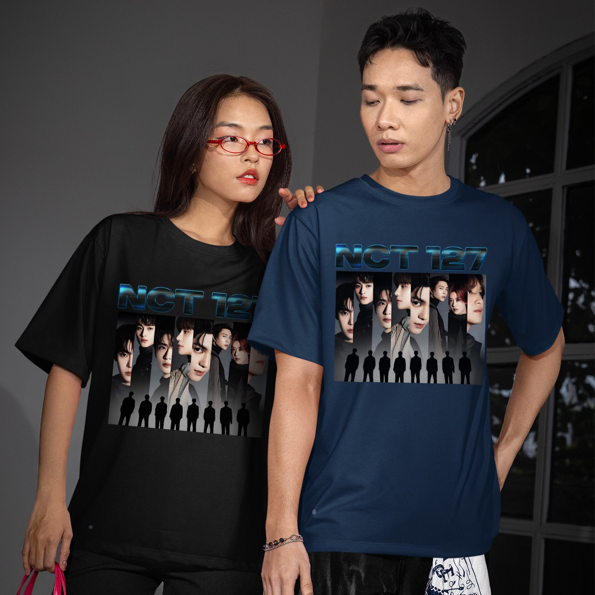 NCT 127 Idol Kpop T-Shirt - Couple view, Y2K kpop concert tee