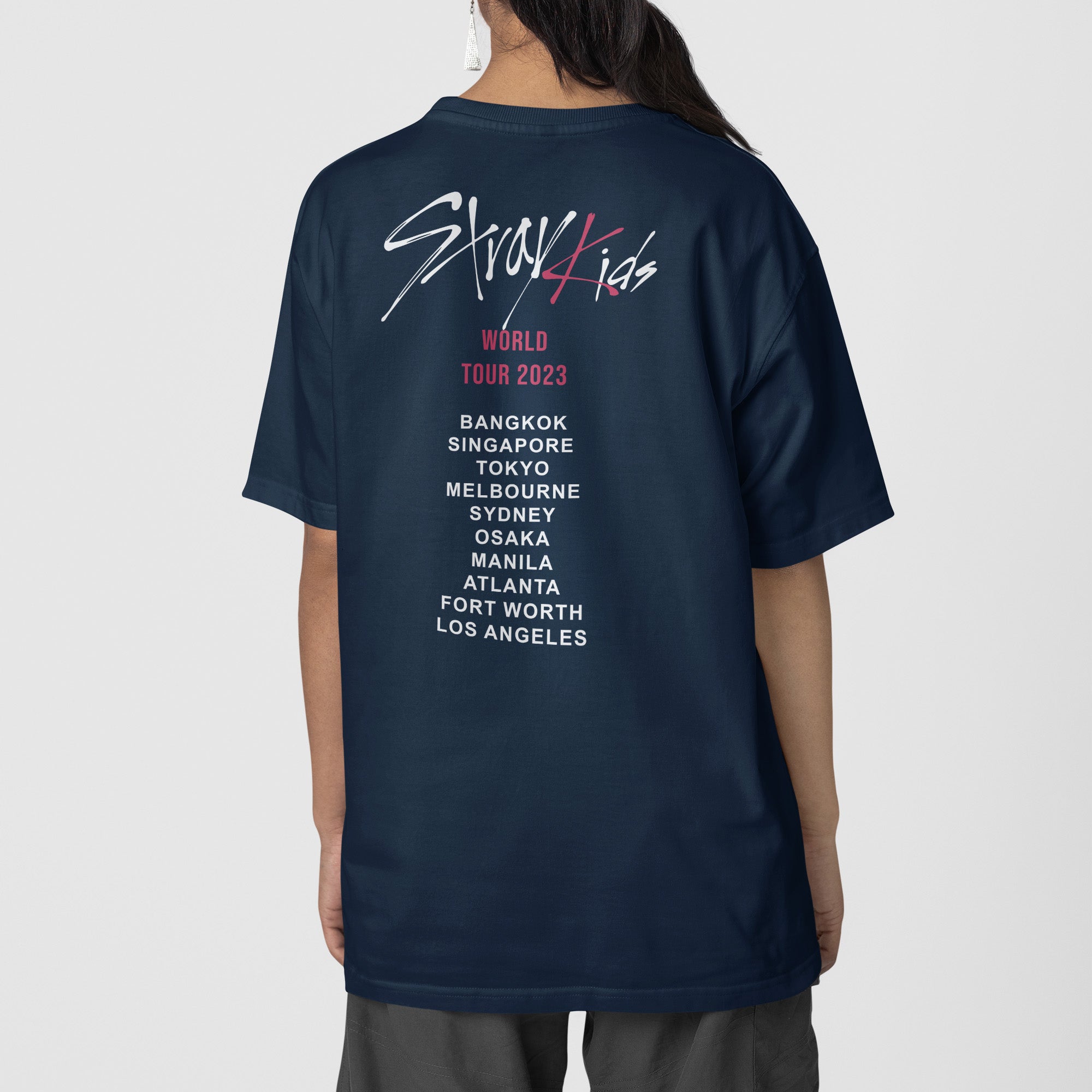 Stray Kids Maniac World Tour 2023 T-Shirt - Back view, Y2K kpop concert tee