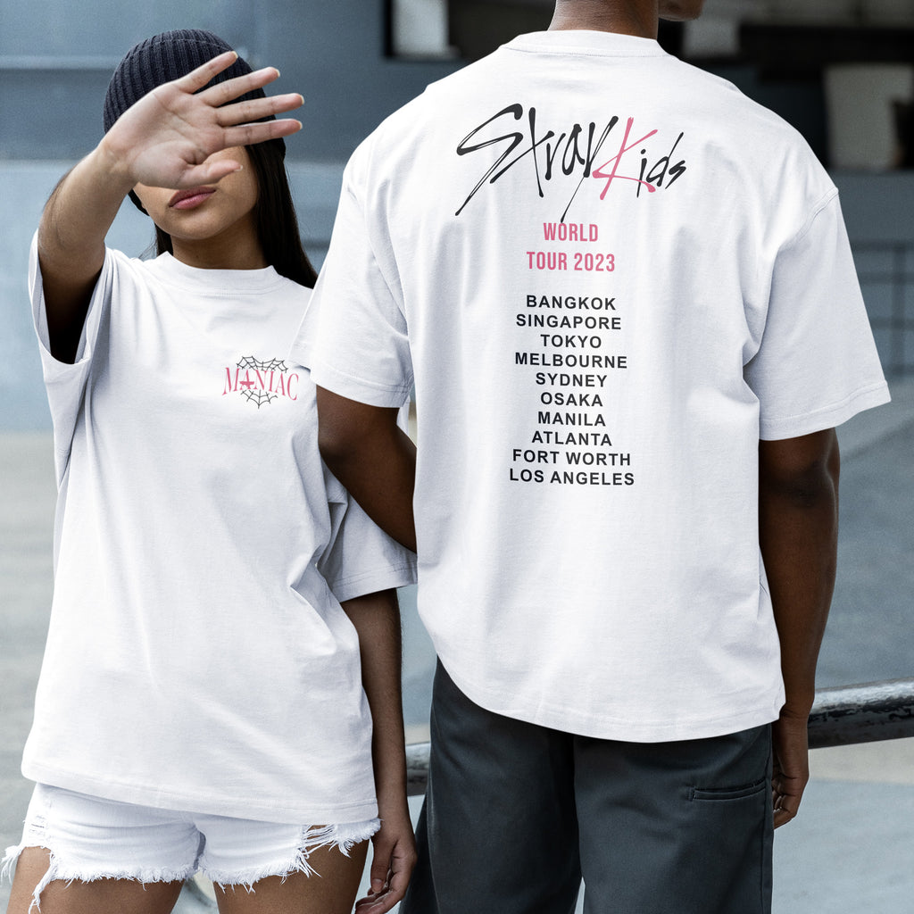 Stray Kids Maniac World Tour 2023 T-Shirt - Couple 2 view, Y2K kpop concert tee