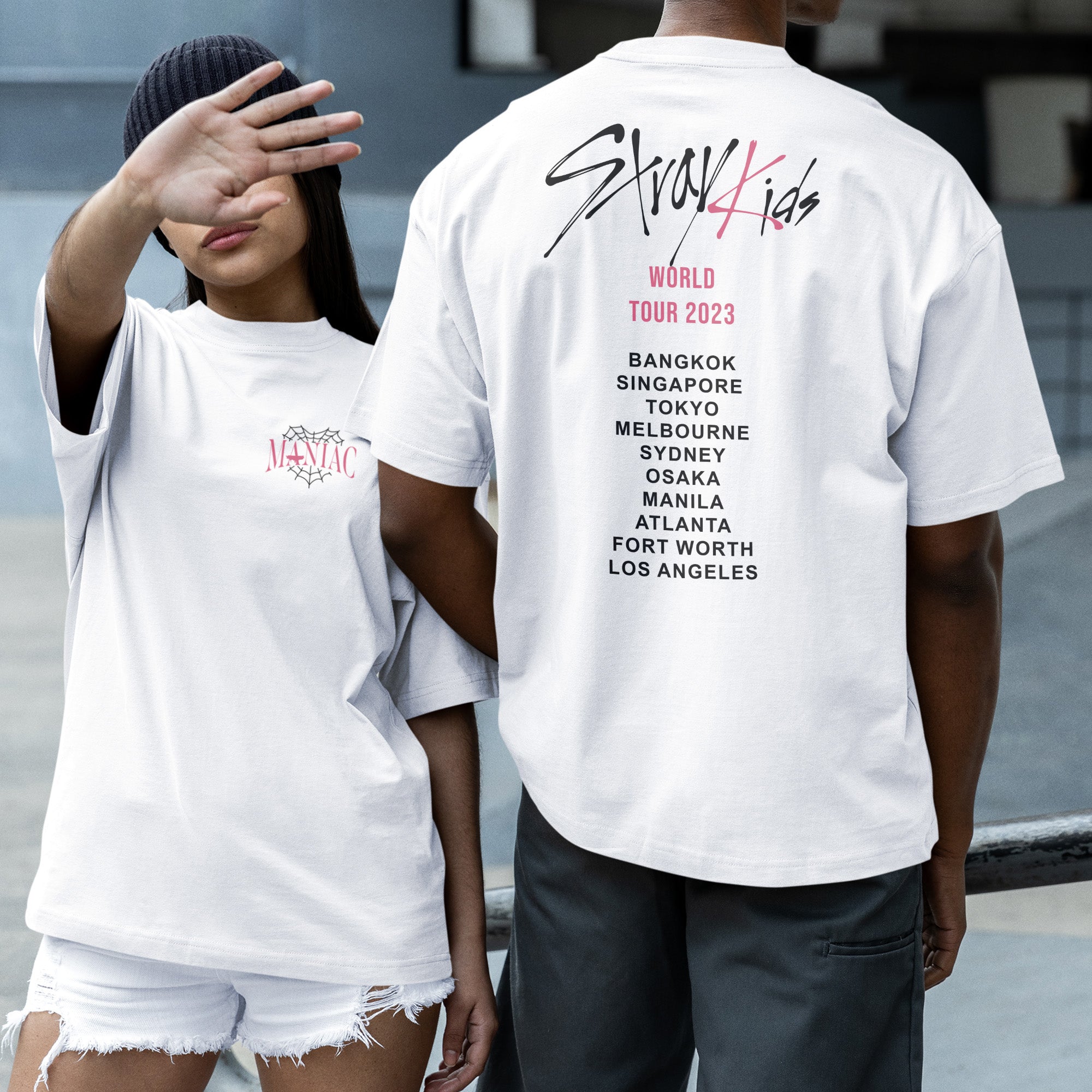 Stray Kids Maniac World Tour 2023 T-Shirt - Couple 2 view, Y2K kpop concert tee
