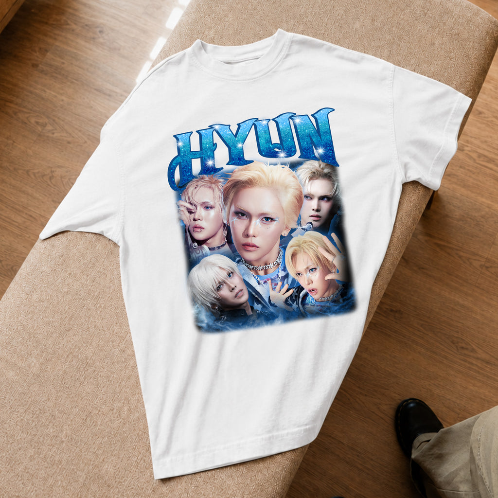 XLOV Hyun T-Shirt - Spread view, Y2K kpop concert tee