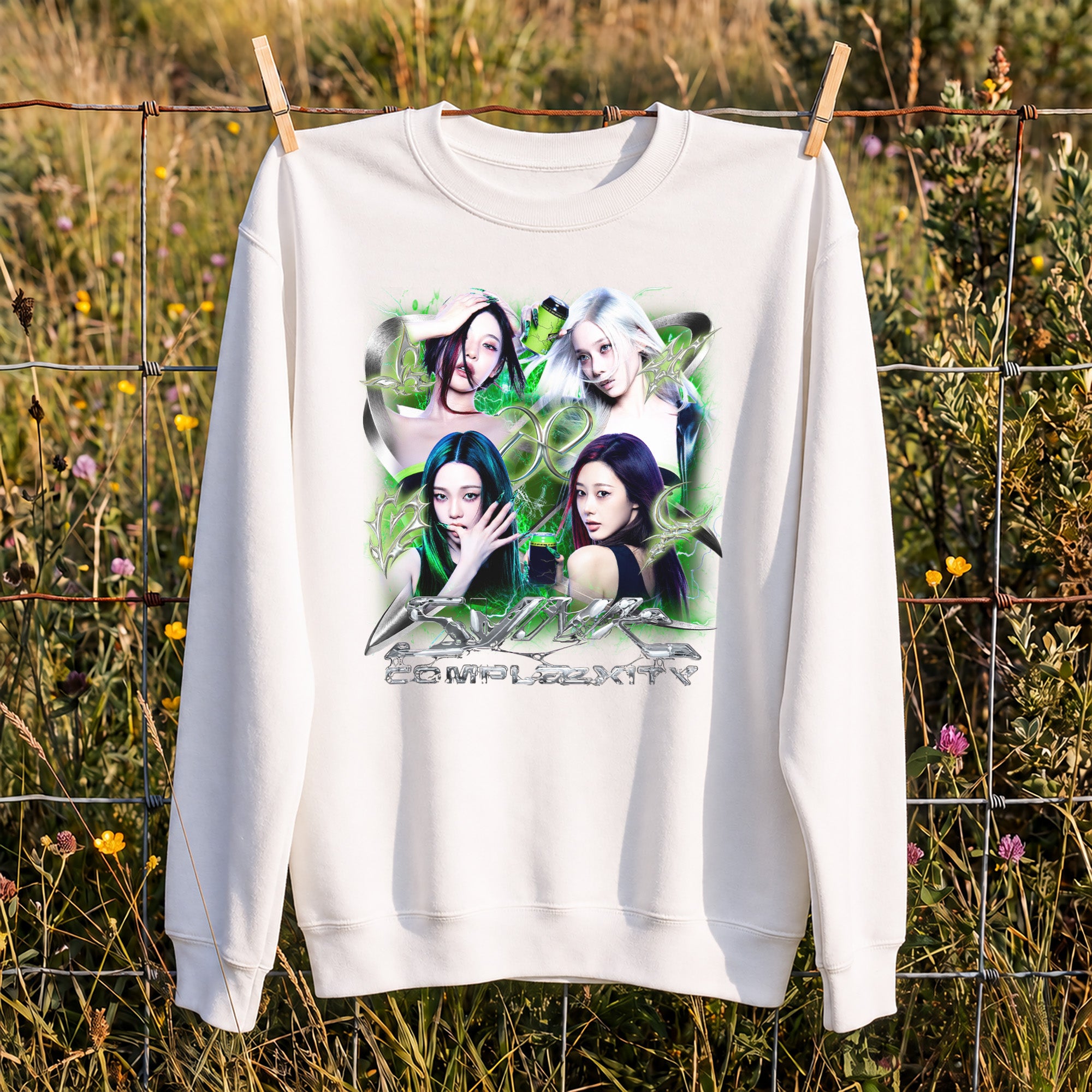 aespa Members Live Tour Synk Complæxity Sweatshirt - Hang view, Y2K kpop concert sweatshirt