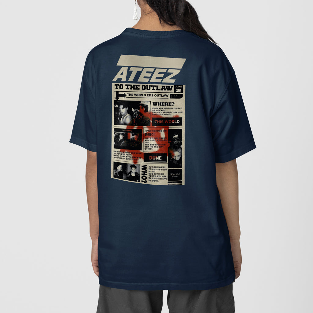 ATEEZ To The Outlaw Album T-Shirt - Back view, Y2K kpop concert tee