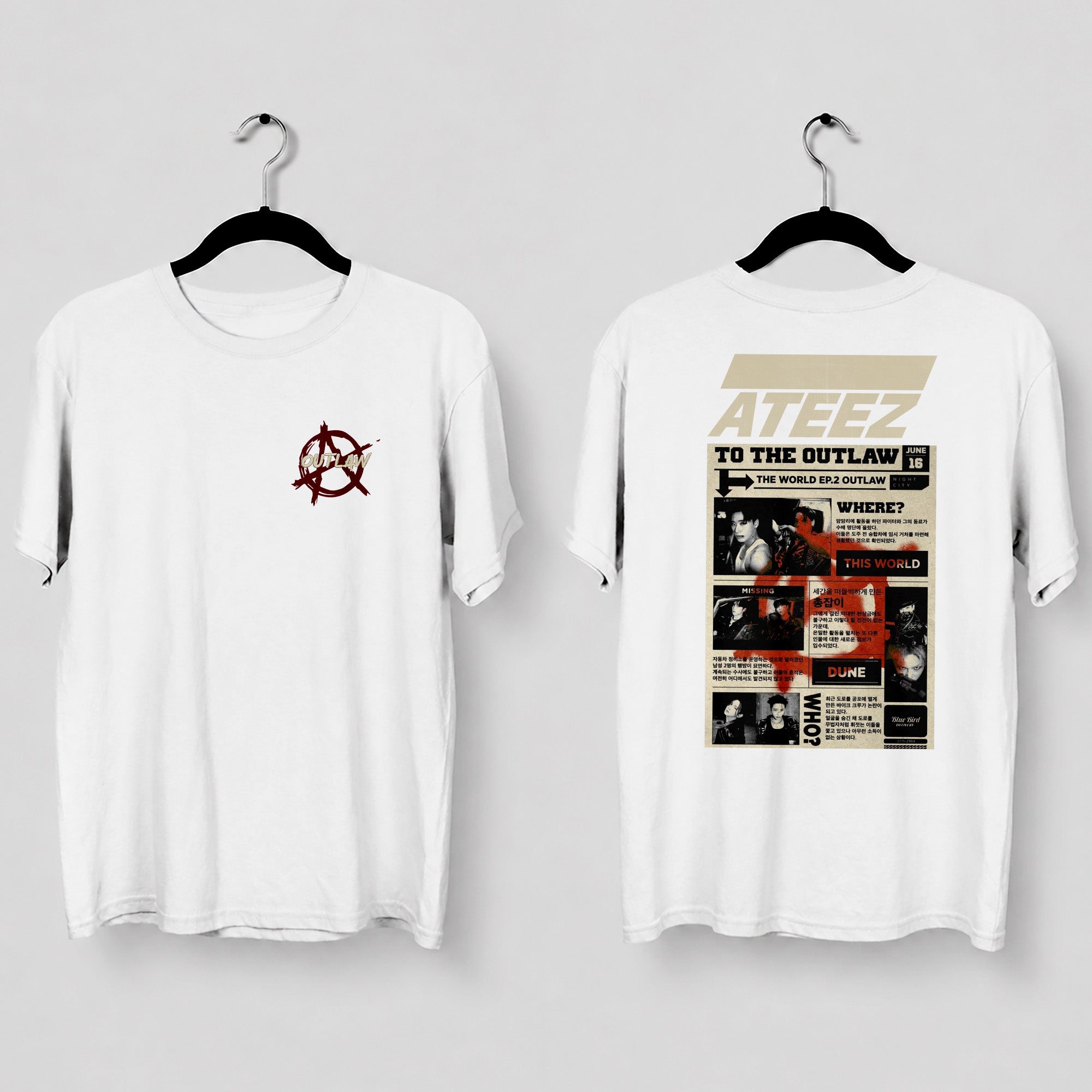 ATEEZ To The Outlaw Album T-Shirt - Main view, Y2K kpop concert tee