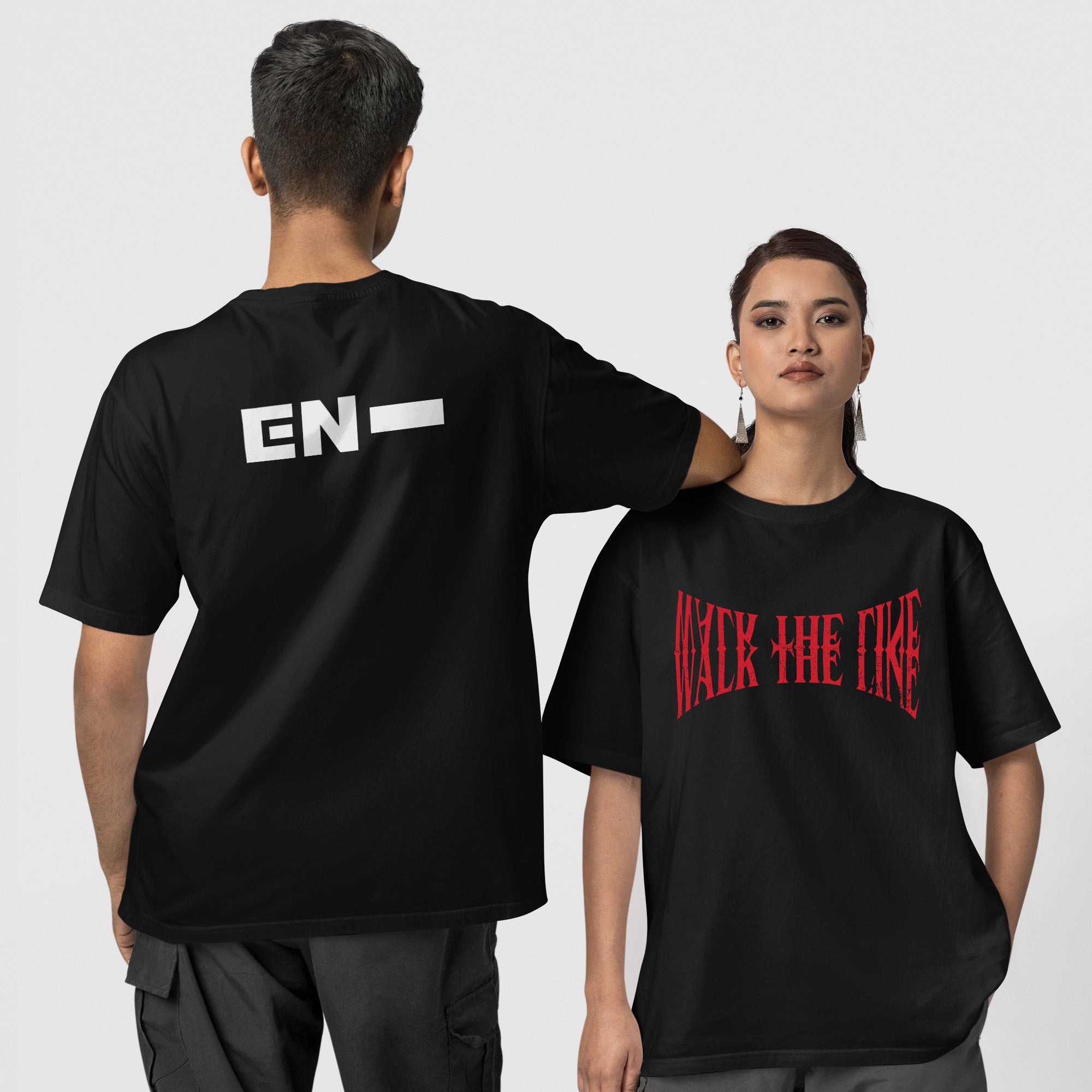 ENHYPEN EN- Walk The Line Inspired T-Shirt - Couple 1 view, Y2K kpop concert tee