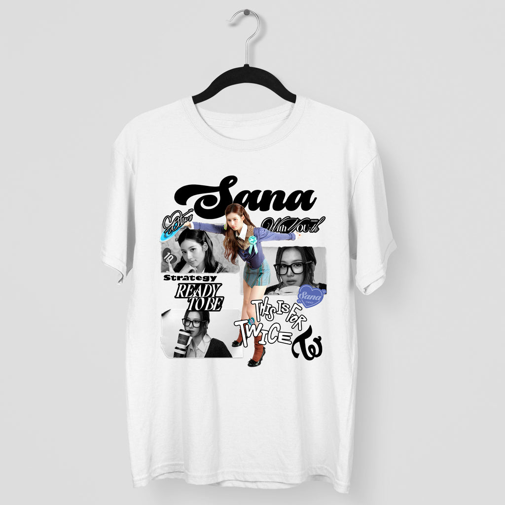 TWICE Graphic Sana T-Shirt - Main view, Y2K kpop concert tee