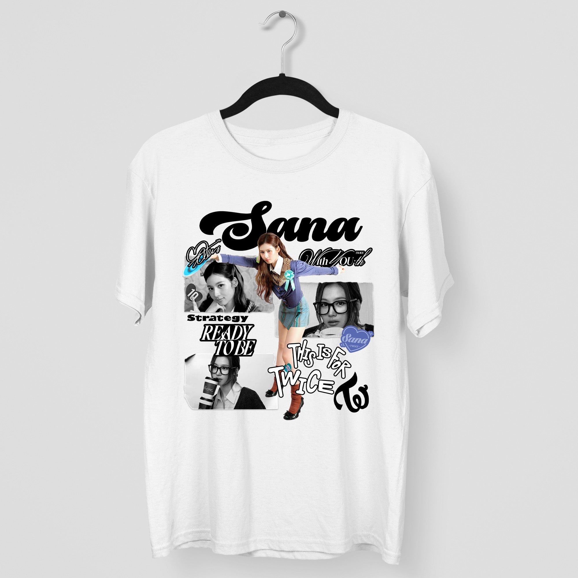 TWICE Graphic Sana T-Shirt - Main view, Y2K kpop concert tee