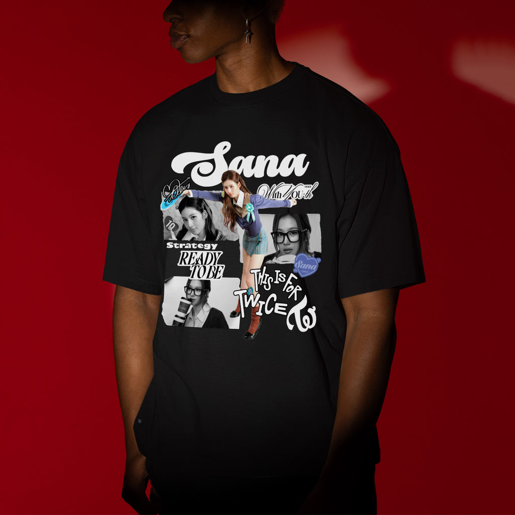 TWICE Graphic Sana T-Shirt - Men view, Y2K kpop concert tee