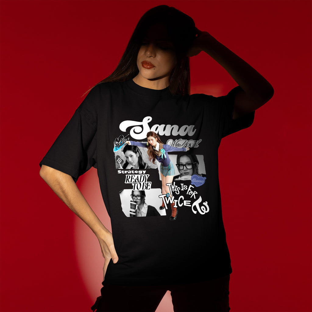 TWICE Graphic Sana T-Shirt - Women view, Y2K kpop concert tee