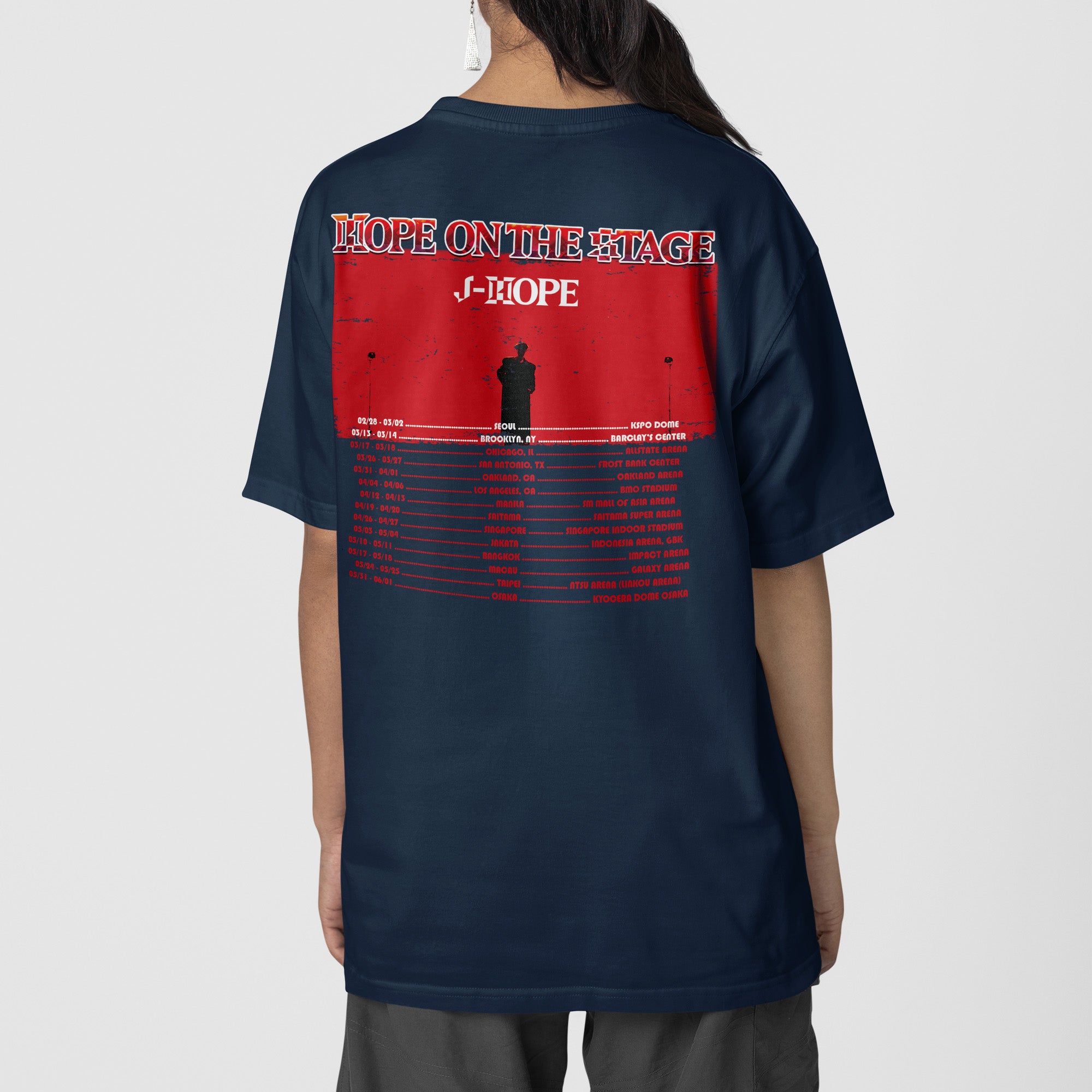 BTS J-Hope Hope On The Stage Inspired Fan Made T-Shirt - Back view, Y2K kpop concert tee