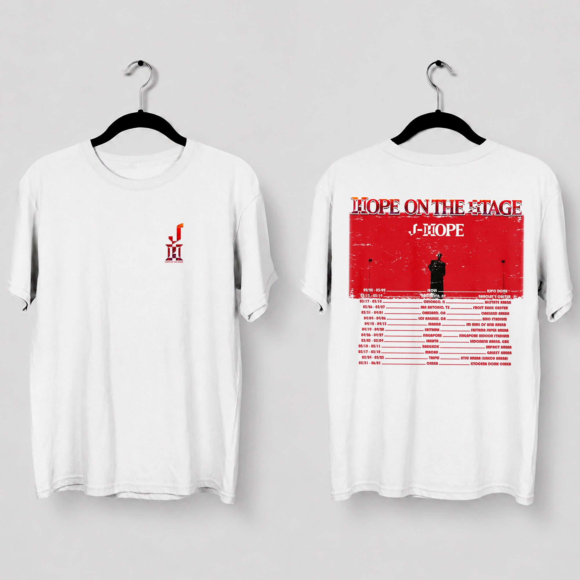 BTS J-Hope Hope On The Stage Inspired Fan Made T-Shirt - Main view, Y2K kpop concert tee