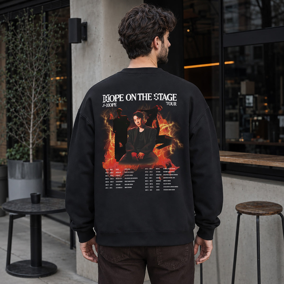 BTS J-Hope On The Stage Concert In US Sweatshirt - Men Back view, Y2K kpop concert sweatshirt