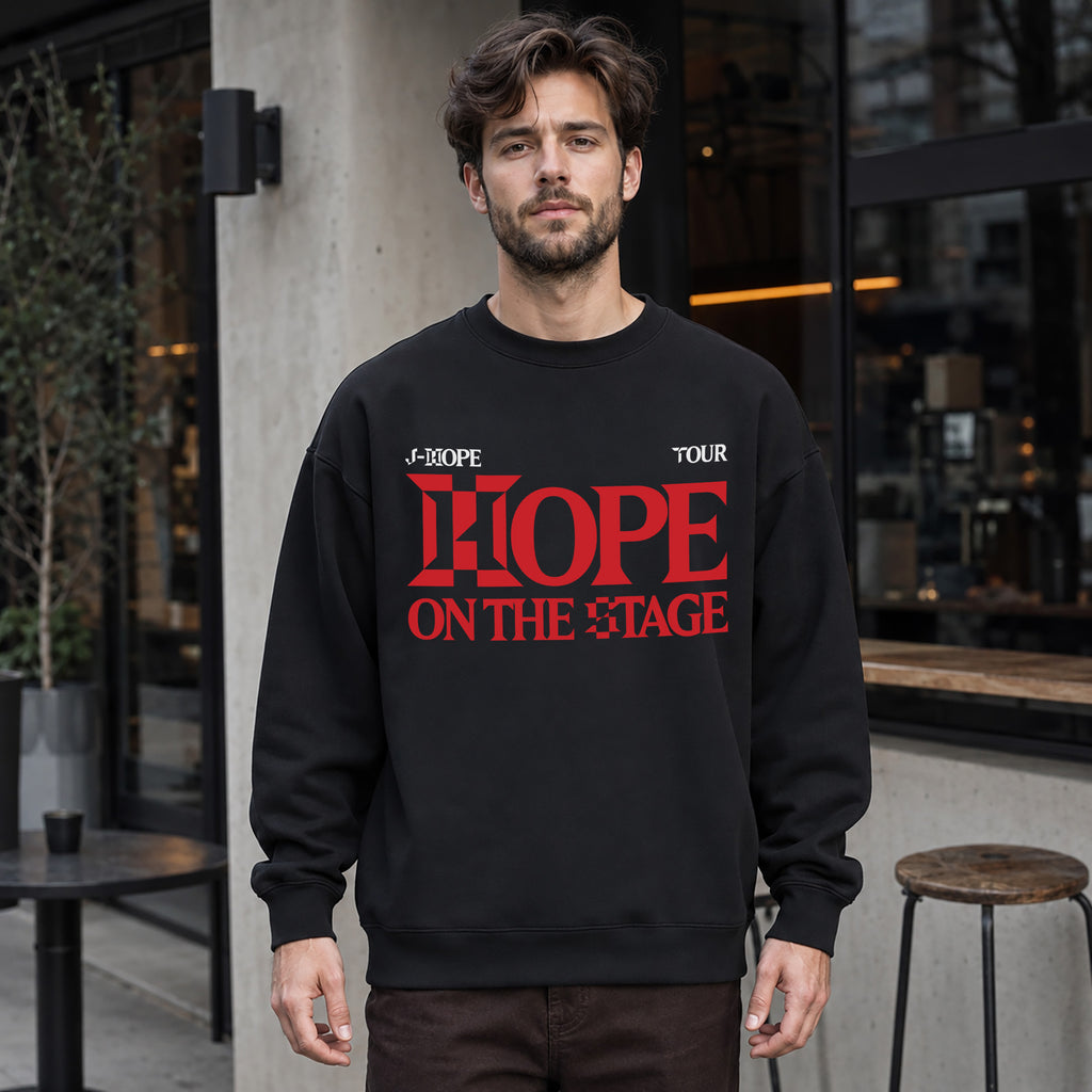BTS J-Hope On The Stage Concert In US Sweatshirt - Men Front view, Y2K kpop concert sweatshirt