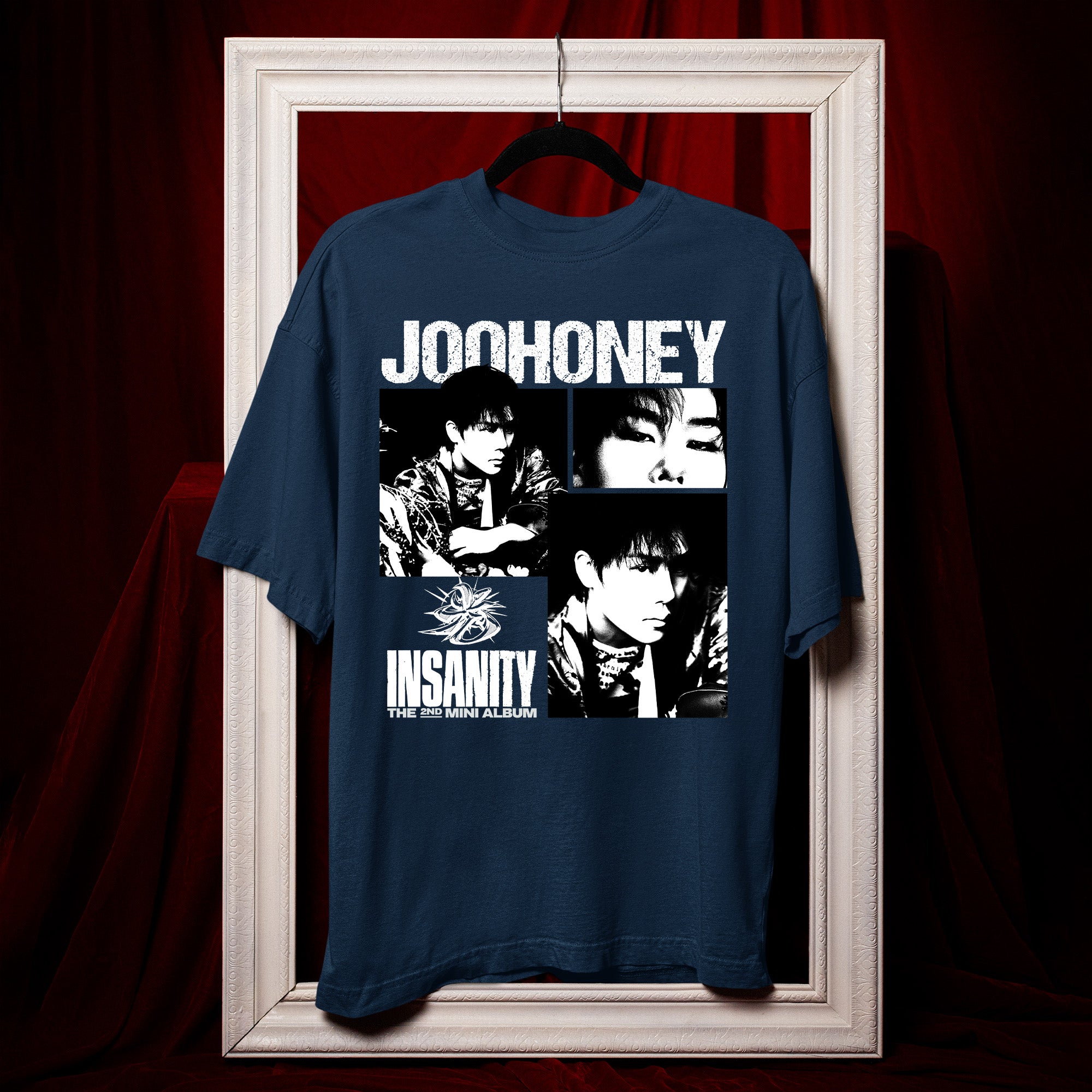 Joohoney Insanity 2nd Mini Album T-Shirt - Hang view, Y2K kpop concert tee