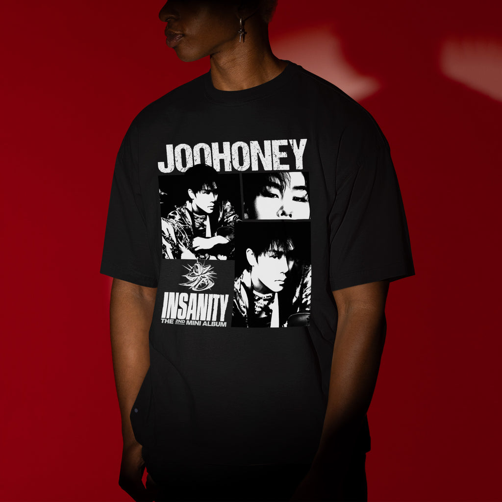 Joohoney Insanity 2nd Mini Album T-Shirt - Men view, Y2K kpop concert tee
