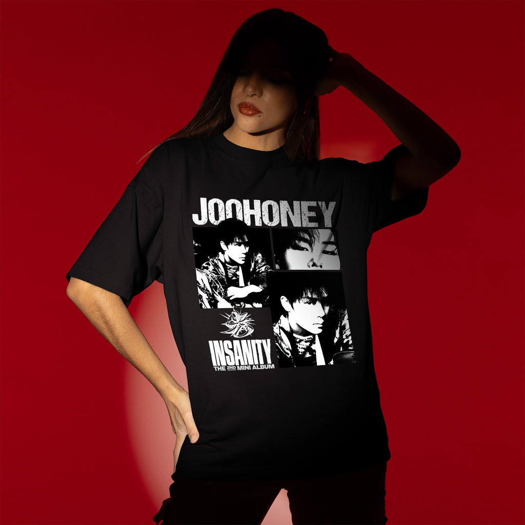 Joohoney Insanity 2nd Mini Album T-Shirt - Women view, Y2K kpop concert tee