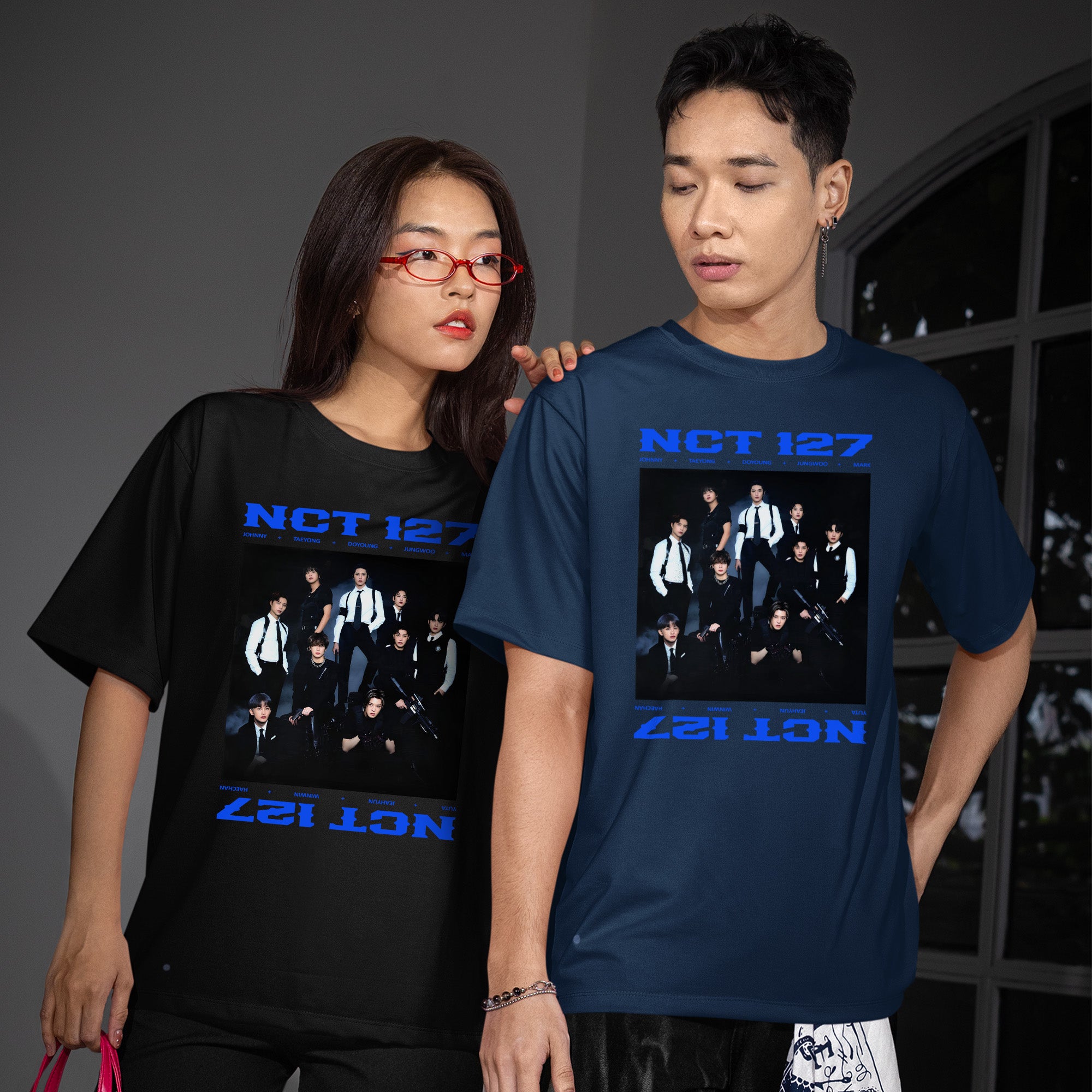 NCT 127 Kpop Fanmade Gift T-Shirt - Couple view, Y2K kpop concert tee