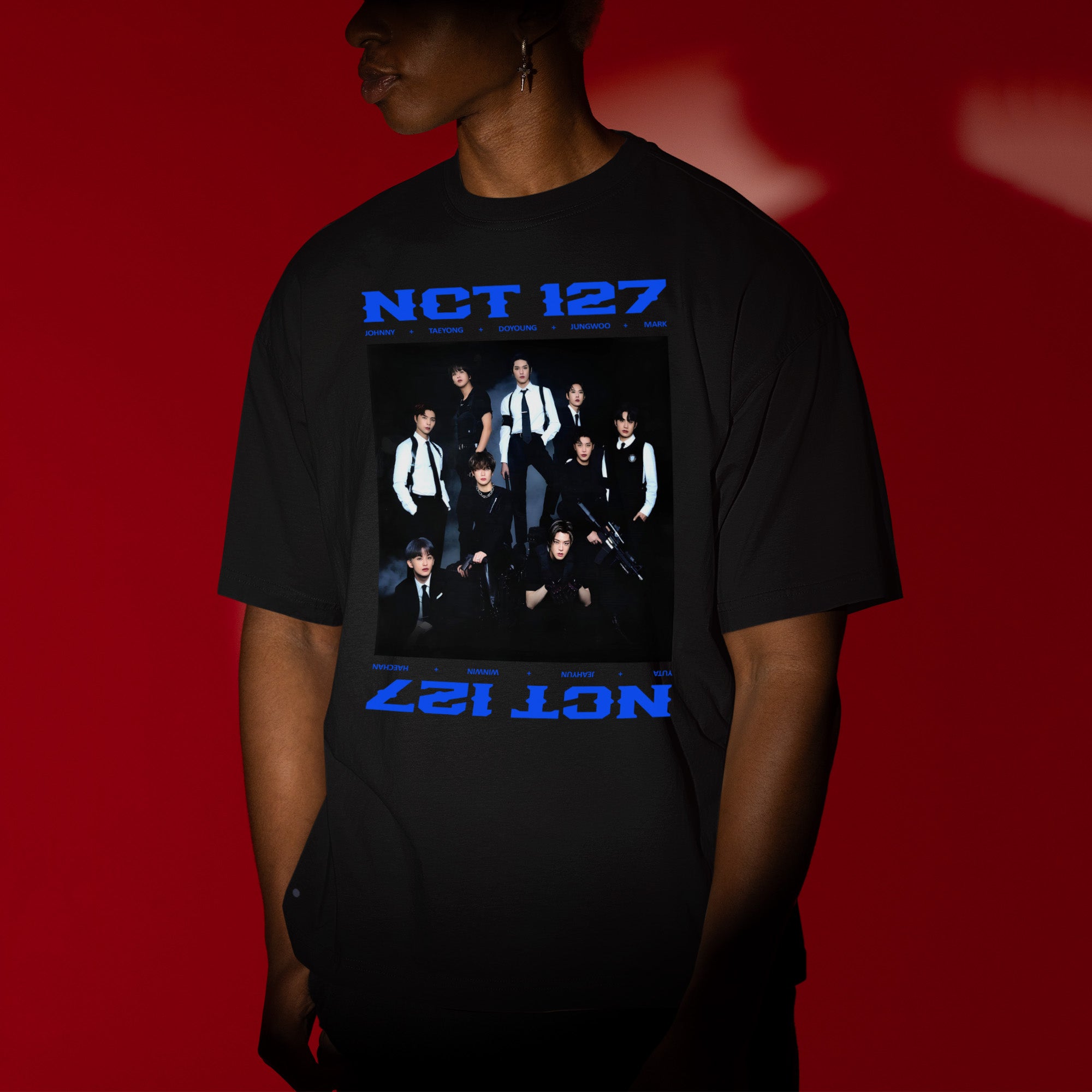 NCT 127 Kpop Fanmade Gift T-Shirt - Men view, Y2K kpop concert tee
