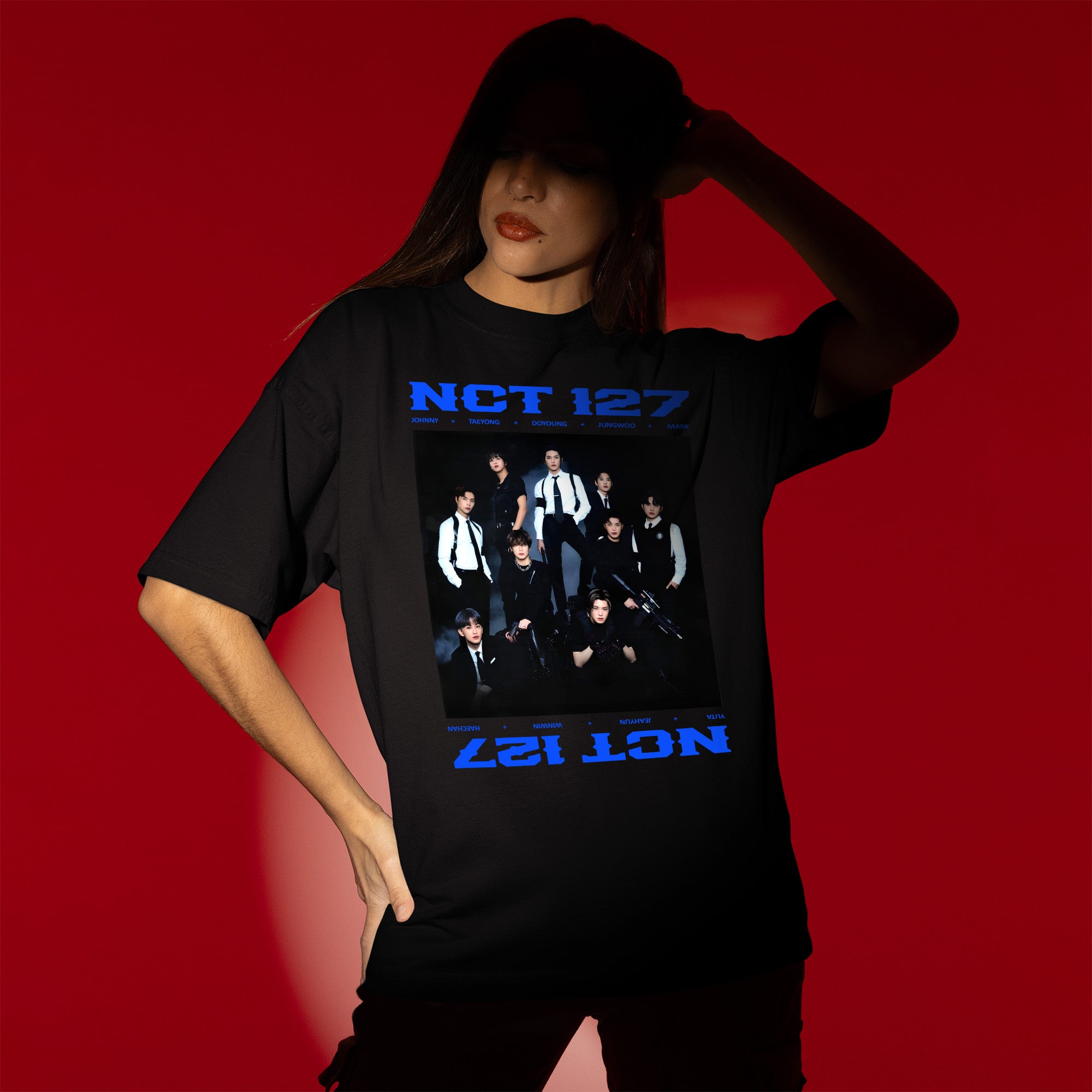 NCT 127 Kpop Fanmade Gift T-Shirt - Women view, Y2K kpop concert tee