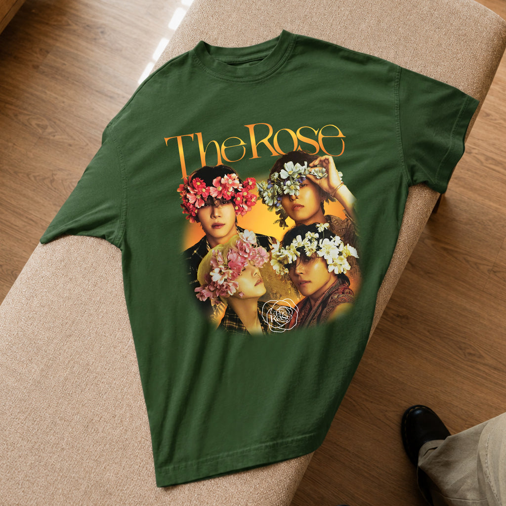 The Rose Retro T-Shirt - Spread view, Y2K kpop concert tee