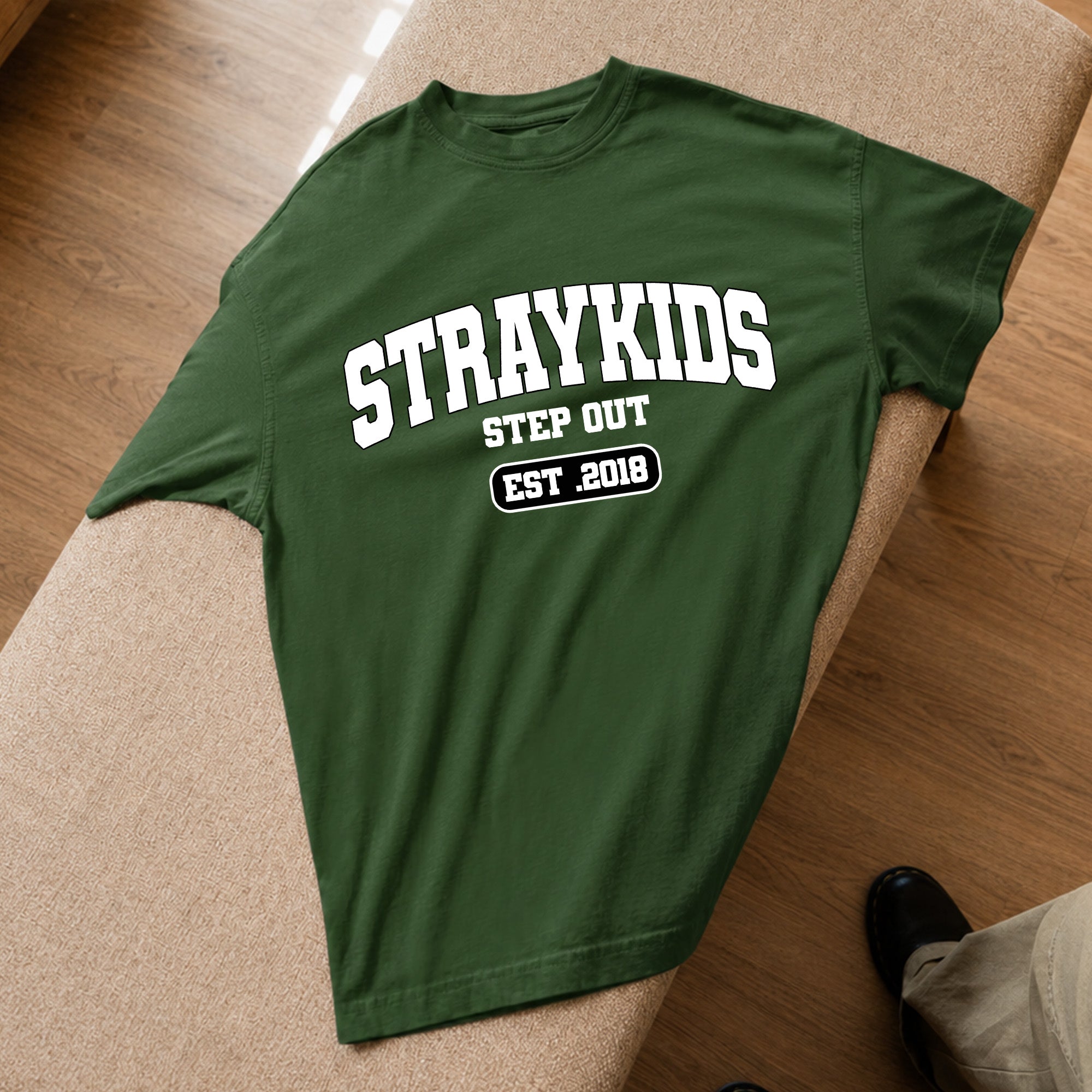 Stray Kids Step Out EST 2018 T-Shirt - Spread view, Y2K kpop concert tee