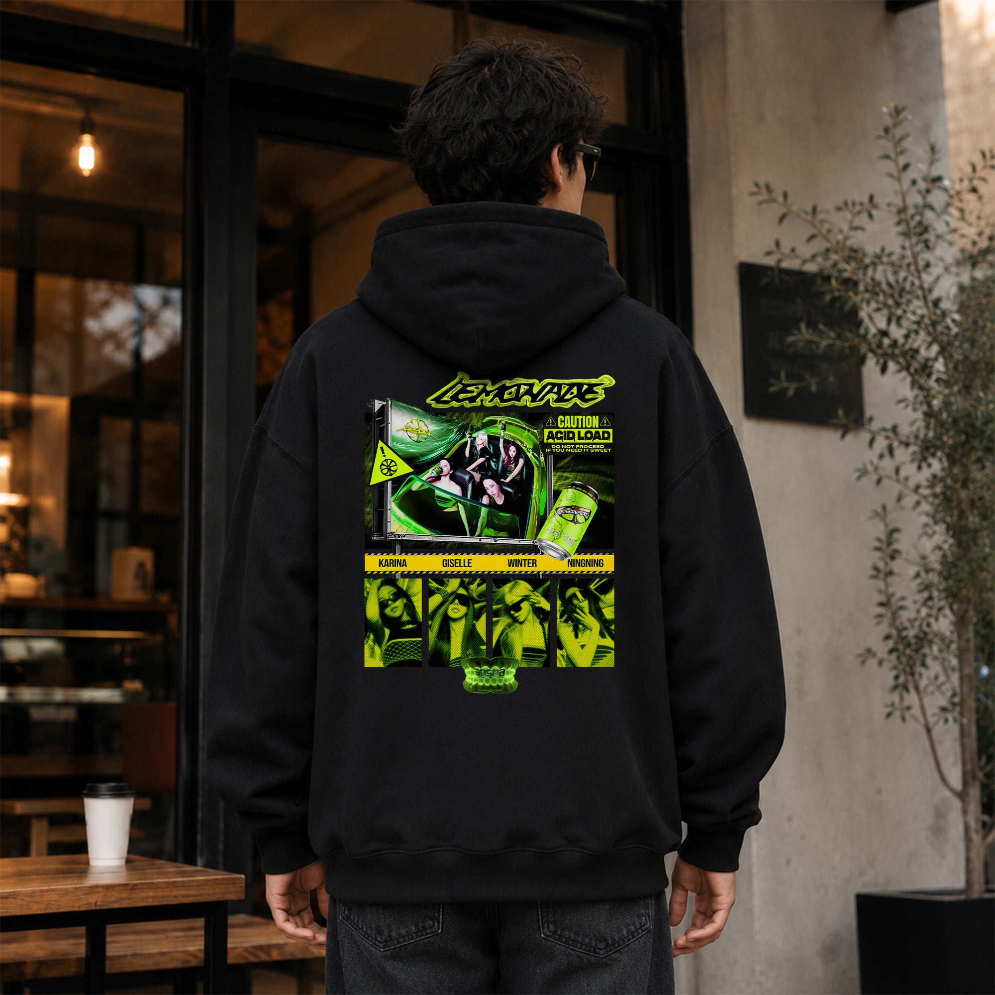 aespa Lemonade Comeback Hoodie - Men Back view, Y2K kpop concert hoodie