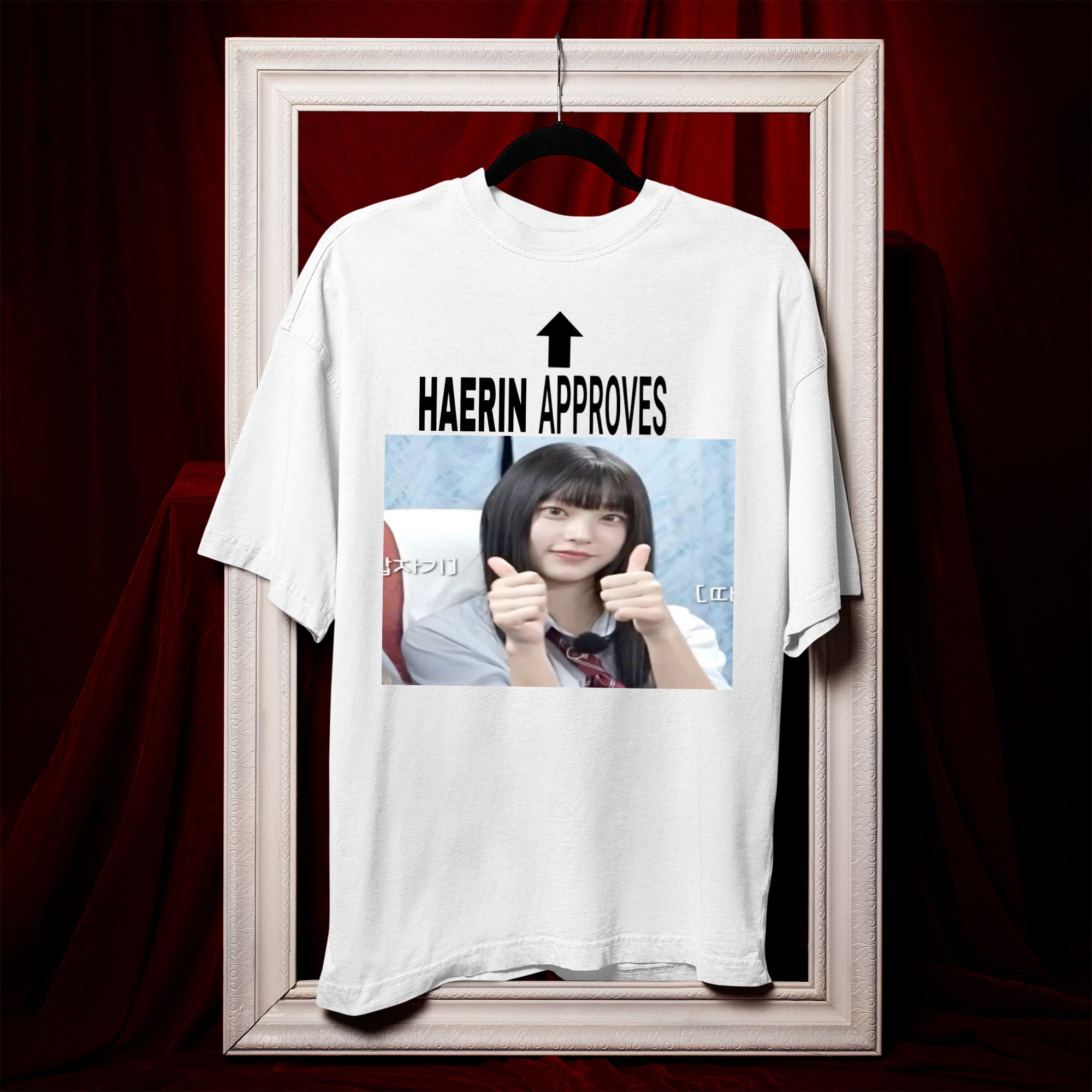 NewJeans Funny Haerin Approves T-Shirt - Hang view, Y2K kpop concert tee