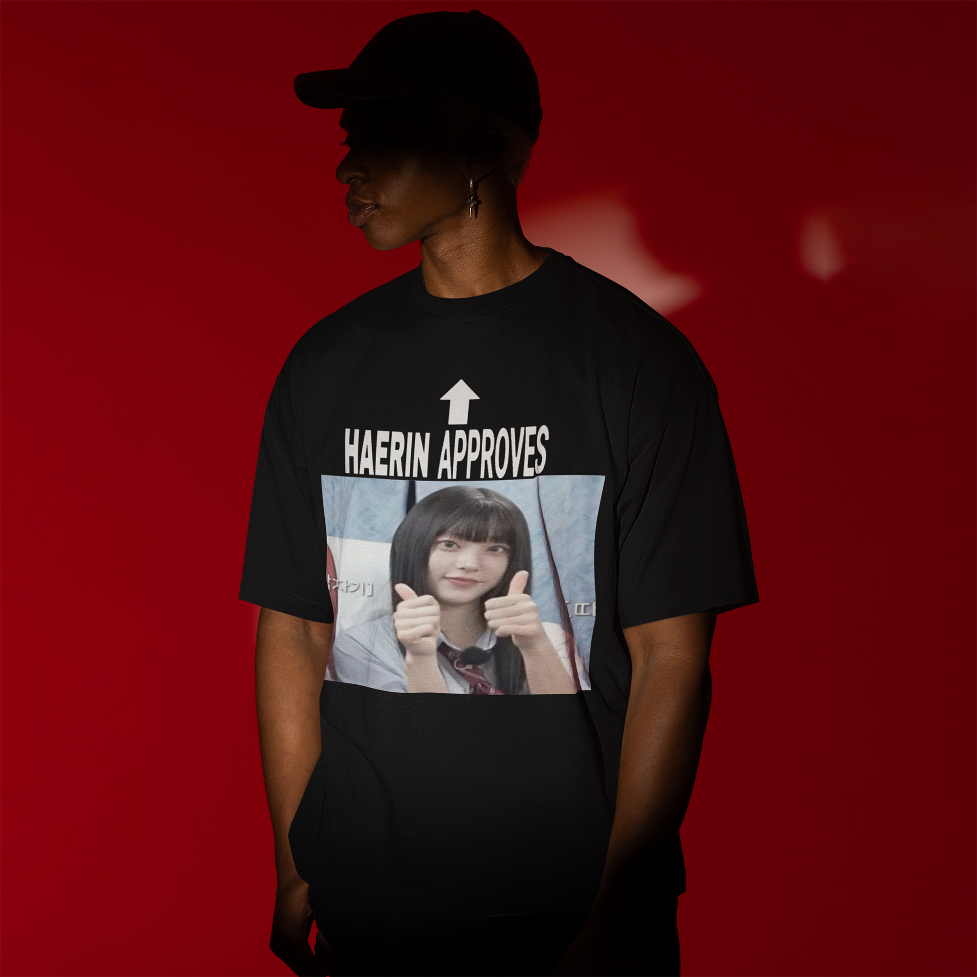 NewJeans Funny Haerin Approves T-Shirt - Men view, Y2K kpop concert tee