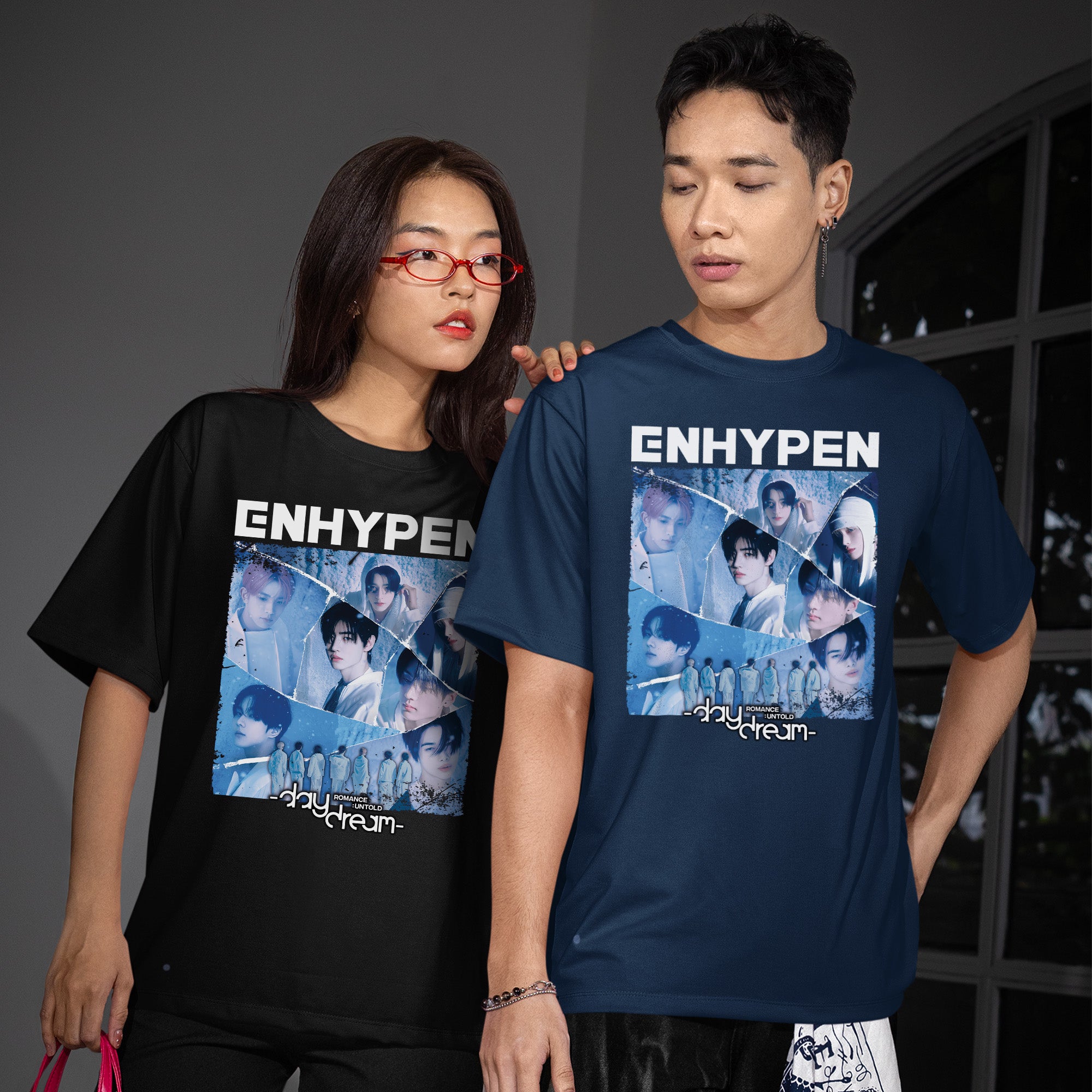 ENHYPEN Romance Untold Album T-Shirt - Couple view, Y2K kpop concert tee